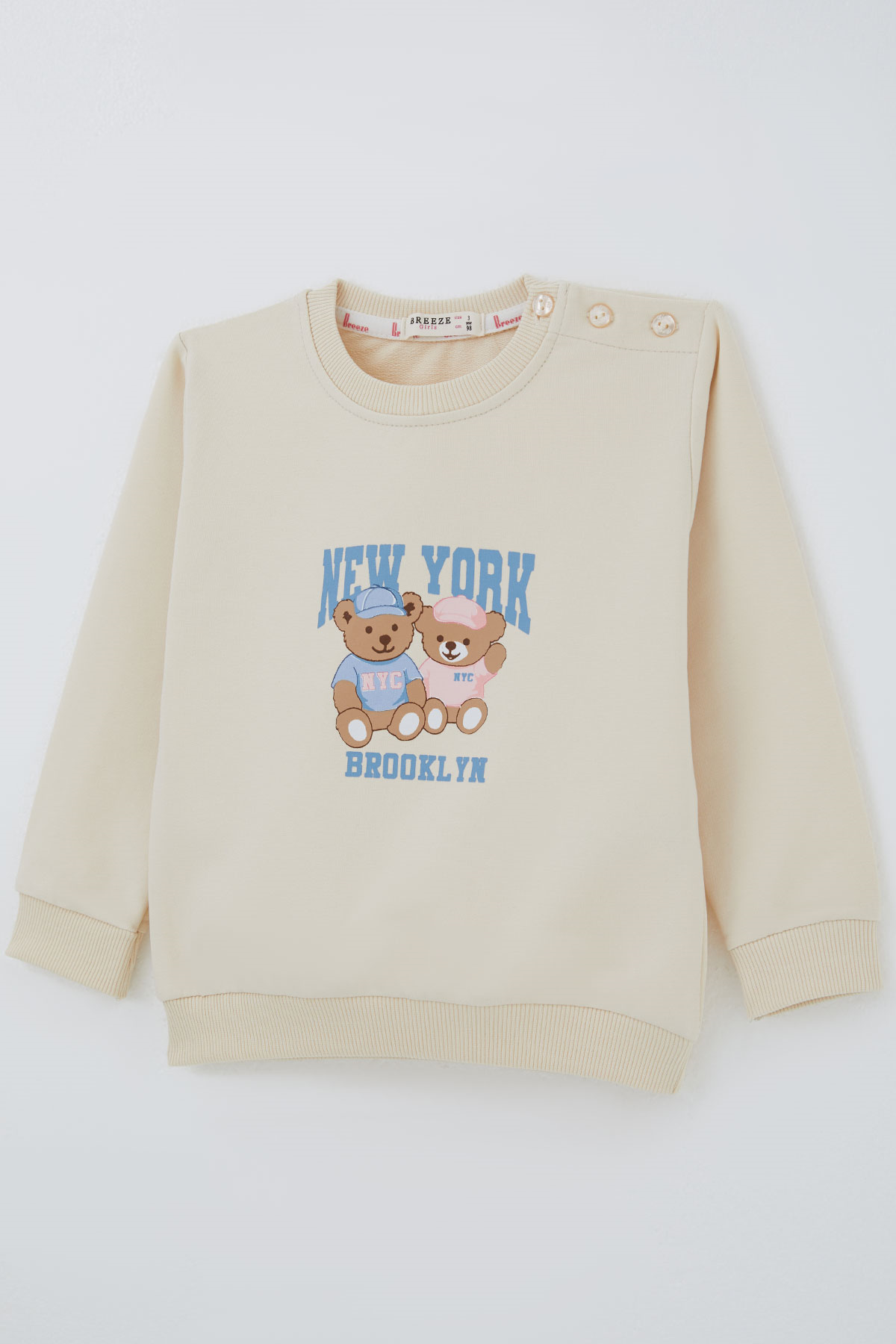 Breeze Kız Çocuk Sweatshirt Dost Ayıcıklar Baskılı Krem (1.5-5 Yaş)