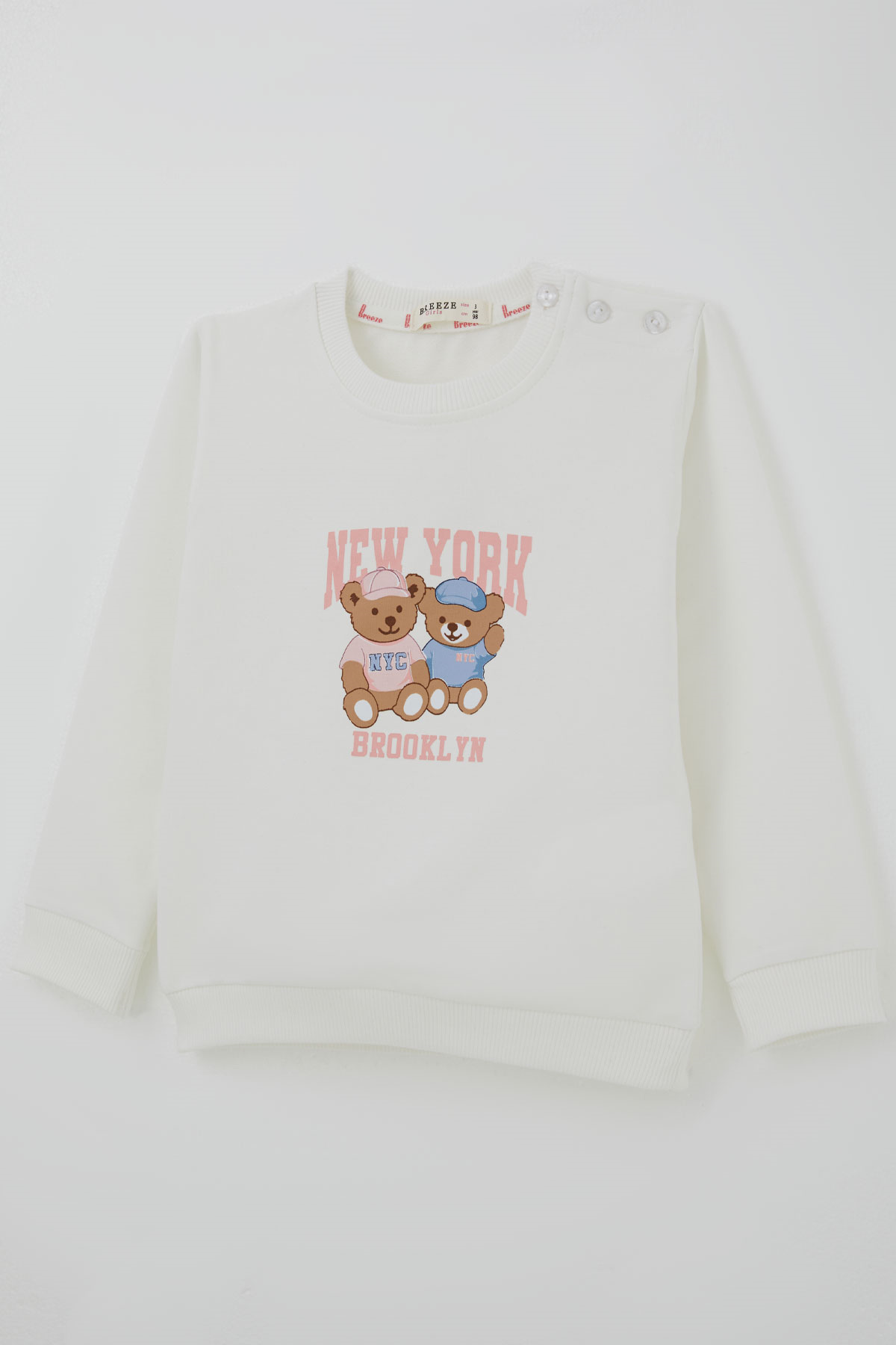 Breeze Kız Çocuk Sweatshirt Dost Ayıcıklar Baskılı Ekru (1.5-5 Yaş)