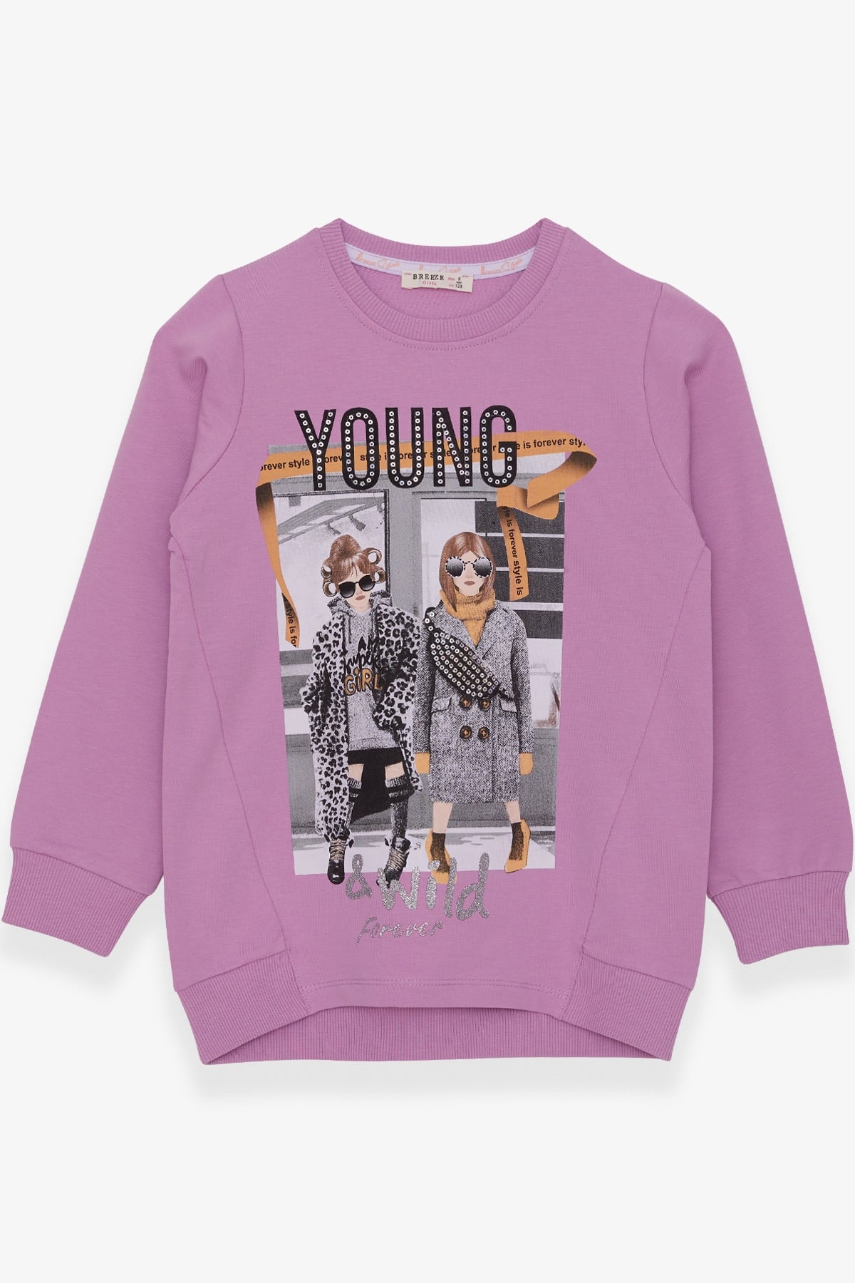Breeze Kız Çocuk Sweatshirt Dostluk Temalı Eflatun (6-12 Yaş)