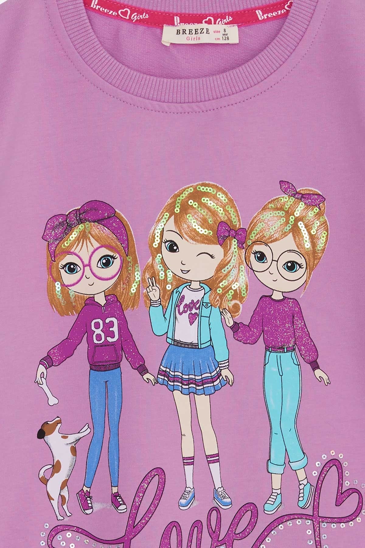 Breeze Kız Çocuk Sweatshirt Dostluk Temalı Lila (3-8 Yaş)