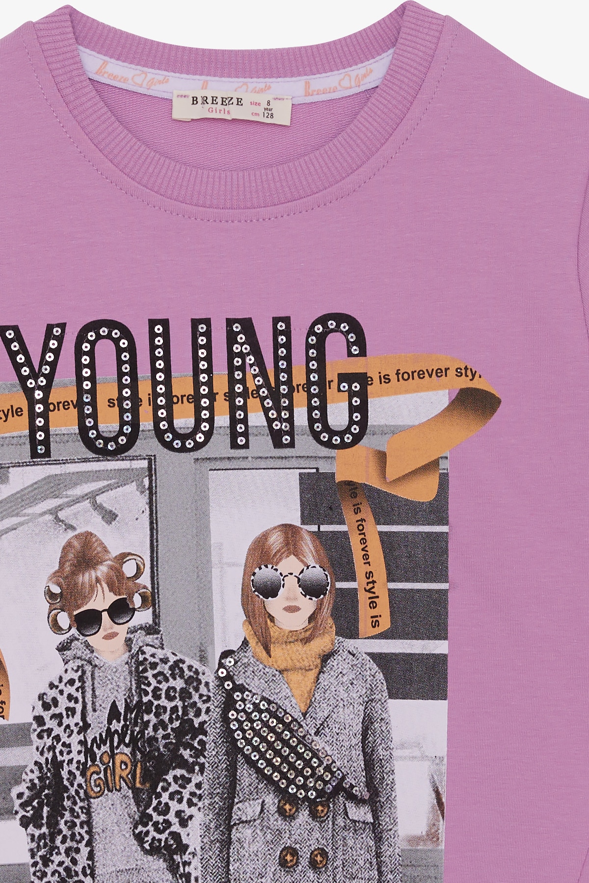 Breeze Kız Çocuk Sweatshirt Dostluk Temalı Eflatun (6-12 Yaş)