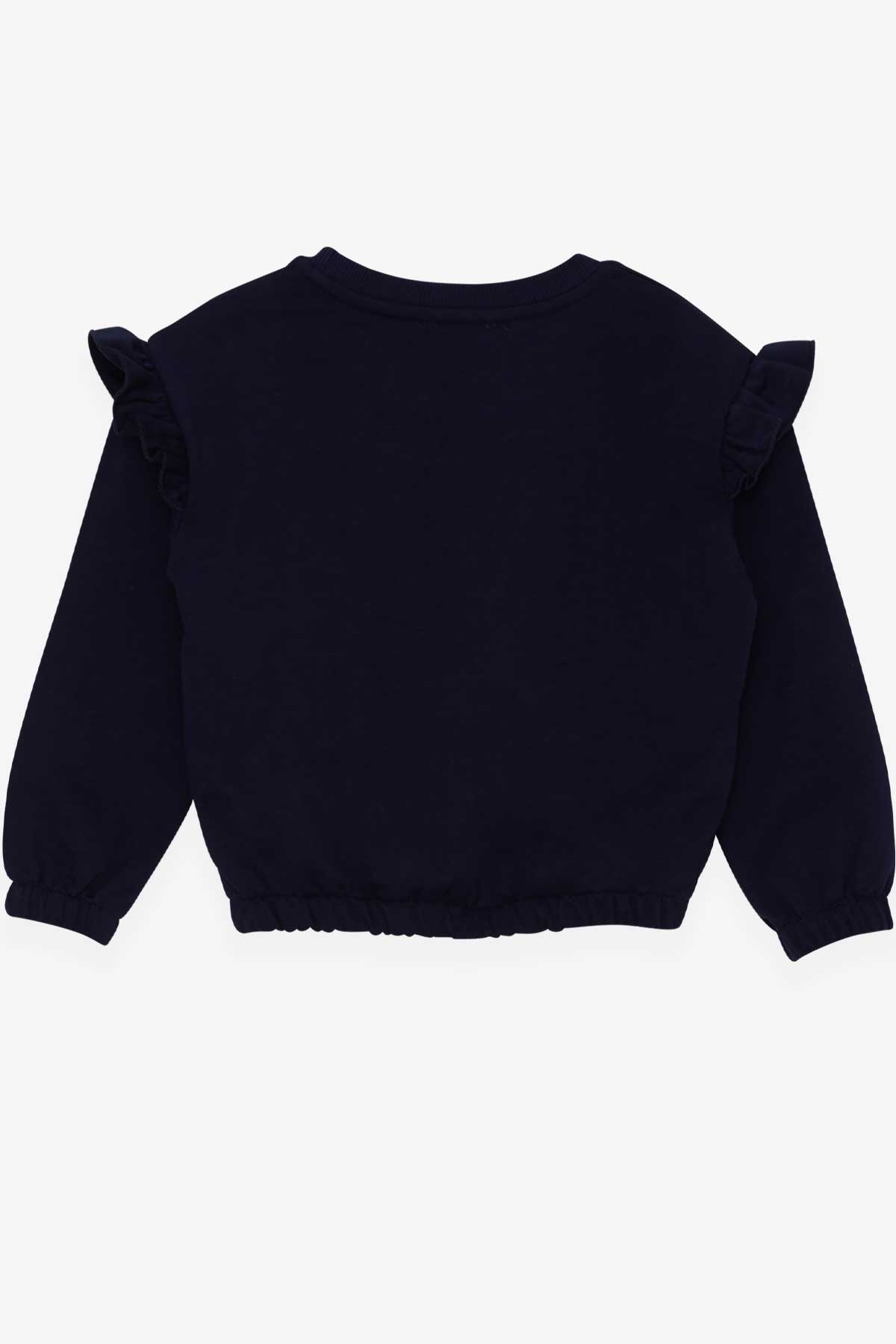 Breeze Kız Çocuk Sweatshirt Fiyonklu Pullu Lacivert (3-7 Yaş)