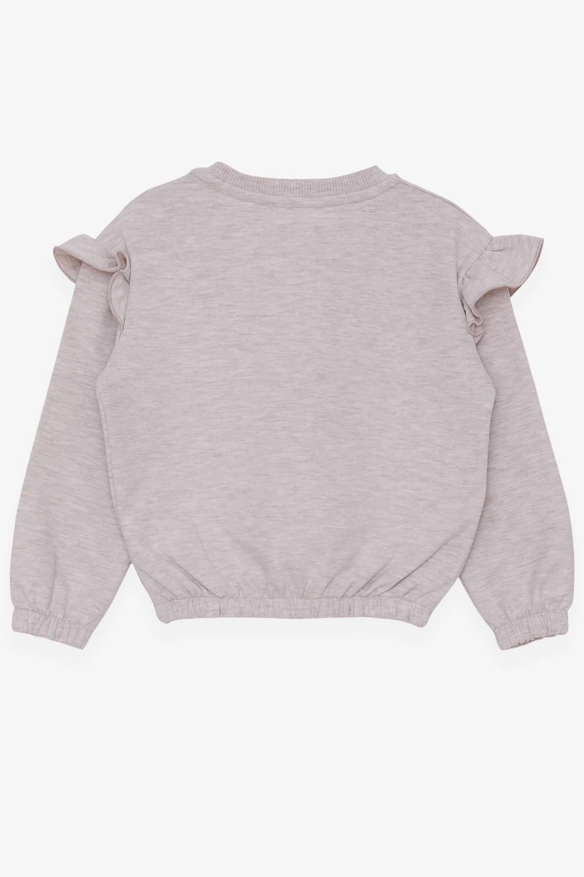 Breeze Kız Çocuk Sweatshirt Fiyonklu Pullu Bej Melanj (3-7 Yaş)