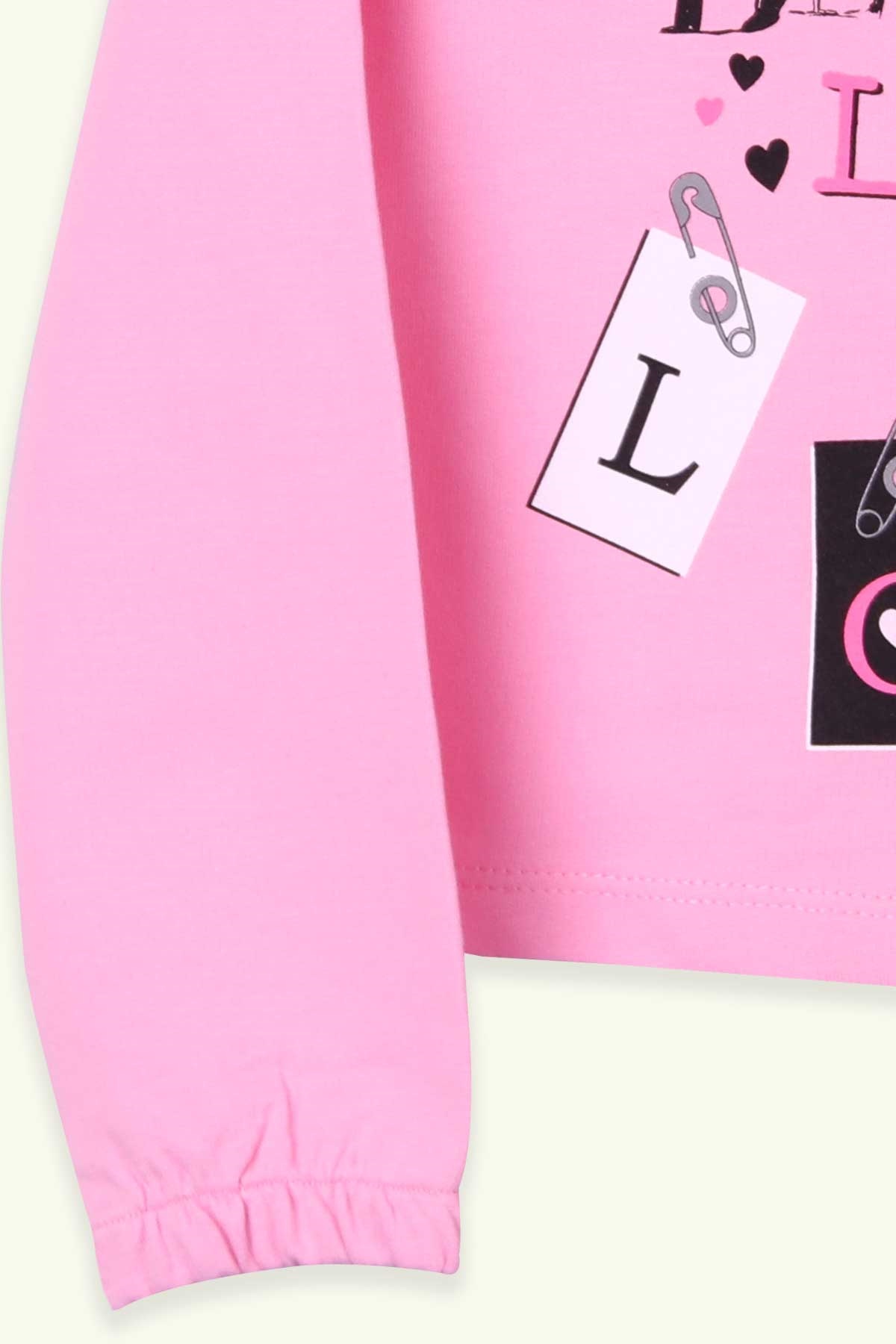 Breeze Kız Çocuk Sweatshirt Göbek Üstü Baskılı Pembe (4-8 Yaş)
