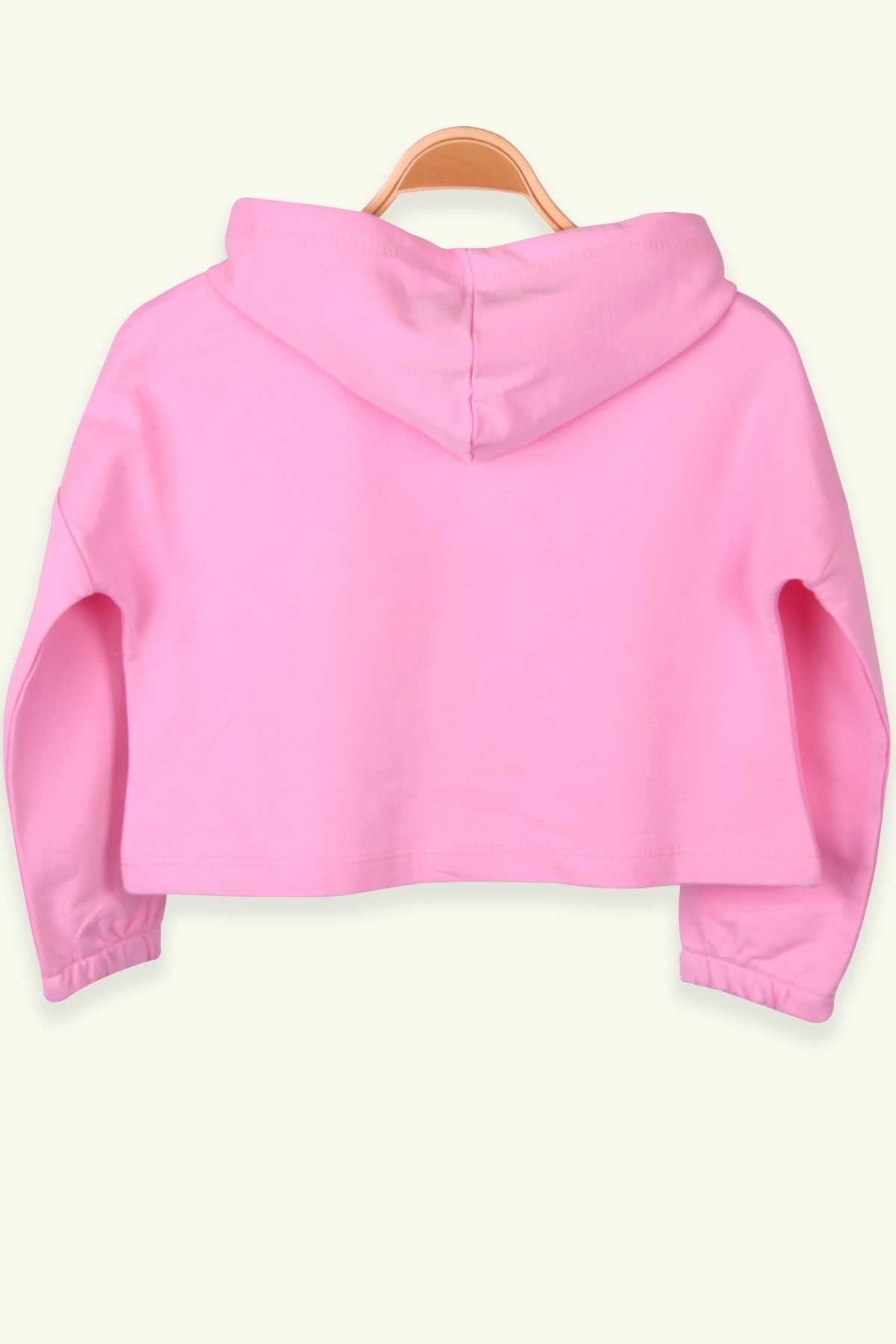 Breeze Kız Çocuk Sweatshirt Göbek Üstü Baskılı Pembe (4-8 Yaş)