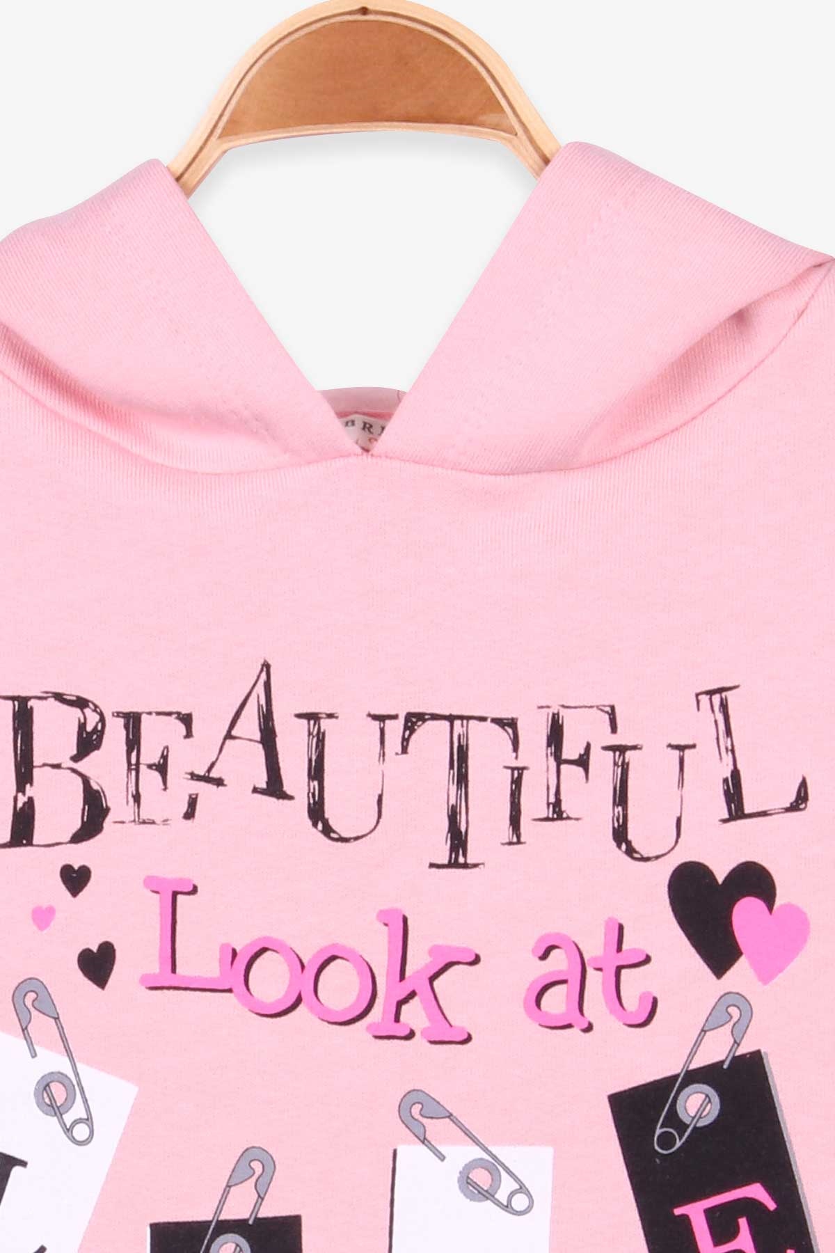 Breeze Kız Çocuk Sweatshirt Göbek Üstü Baskılı Somon (4-8 Yaş)