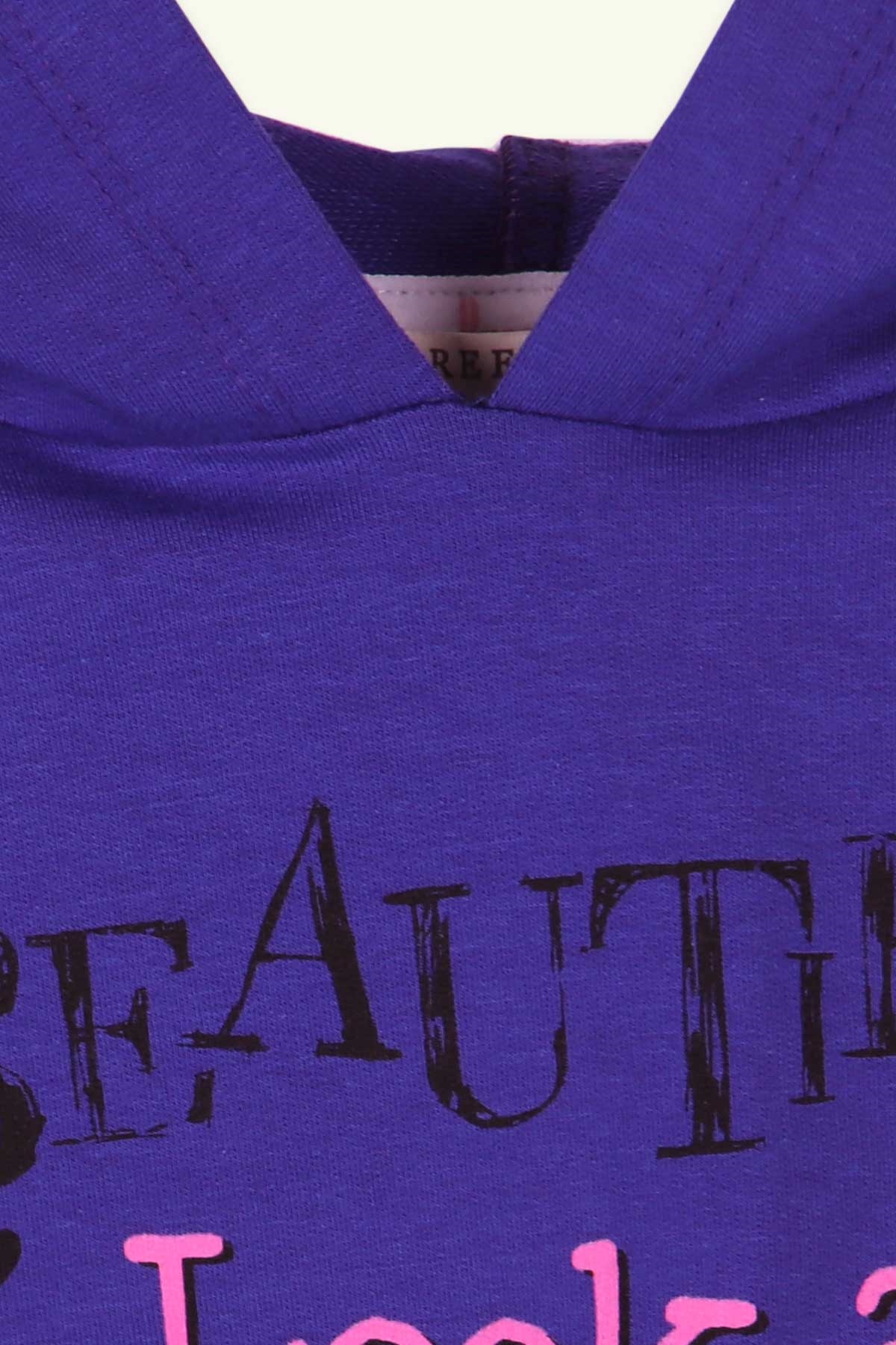 Breeze Kız Çocuk Sweatshirt Göbek Üstü Baskılı Mor (4-8 Yaş)