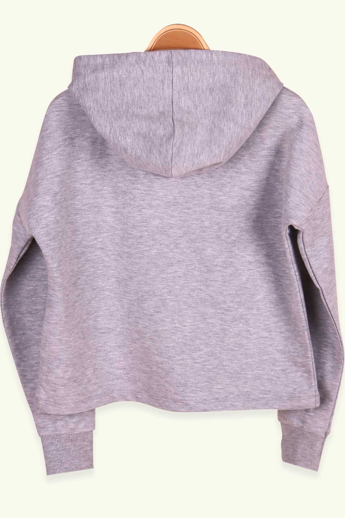 Breeze Kız Çocuk Sweatshirt Göbek Üstü Ayakkabısı 3 Boyutlu Gri (9-14 Yaş)