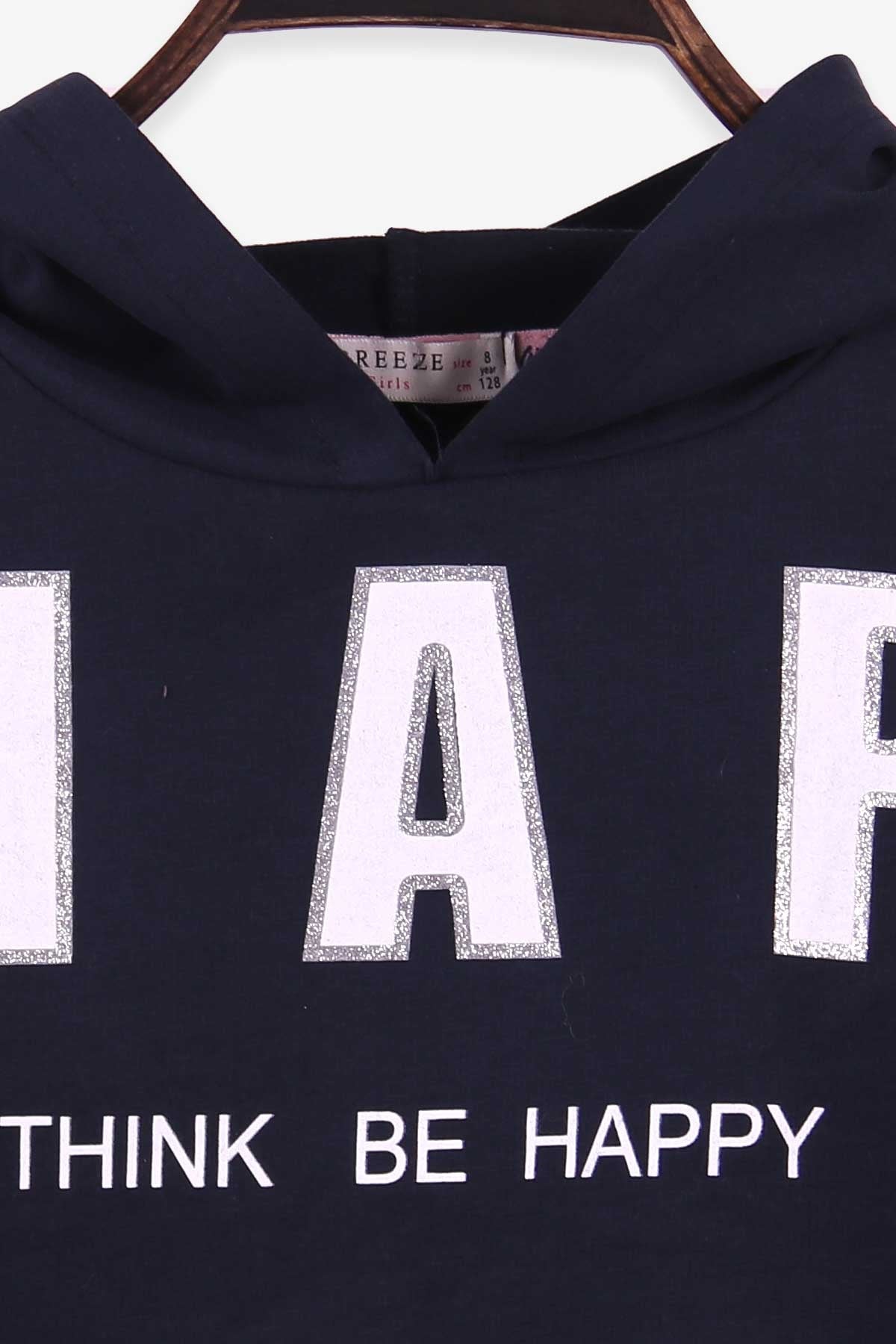 Breeze Kız Çocuk Sweatshirt Göbek Üstü Kapüşonlu Lacivert (8-14 Yaş)