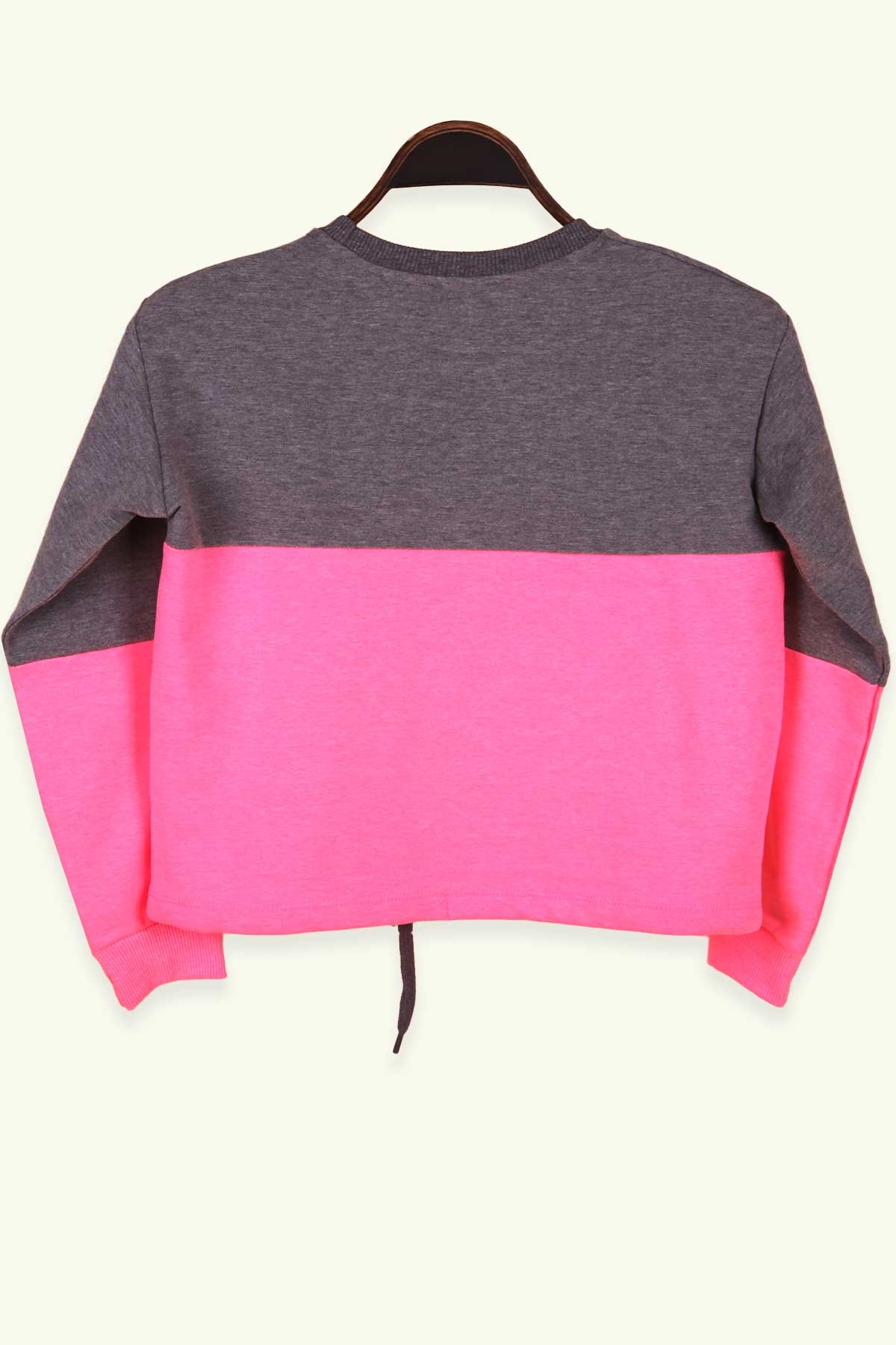 Breeze Kız Çocuk Sweatshirt Göbek Üstü Baskılı Neon Pembe (9-14 Yaş)