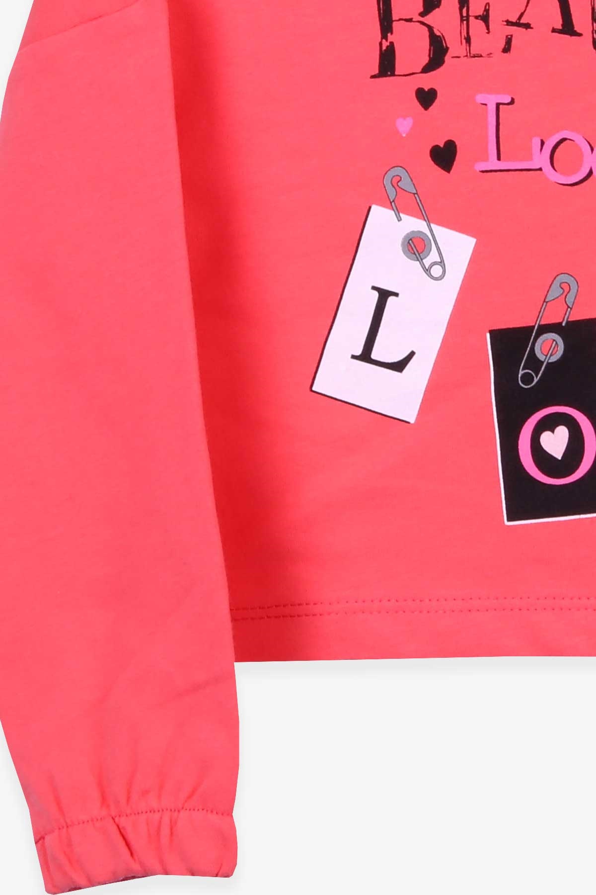 Breeze Kız Çocuk Sweatshirt Göbek Üstü Baskılı Mercan (4-8 Yaş)