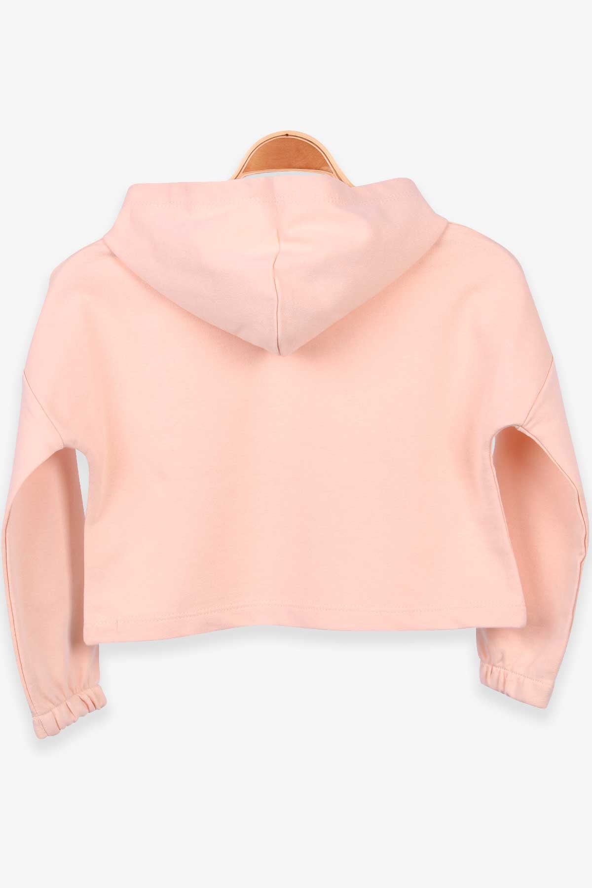 Breeze Kız Çocuk Sweatshirt Göbek Üstü Baskılı Somon (4-8 Yaş)