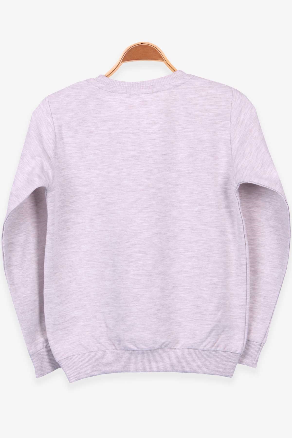 Breeze Kız Çocuk Sweatshirt Gözlüklü Kız Baskılı Bej Melanj (6-12 Yaş)
