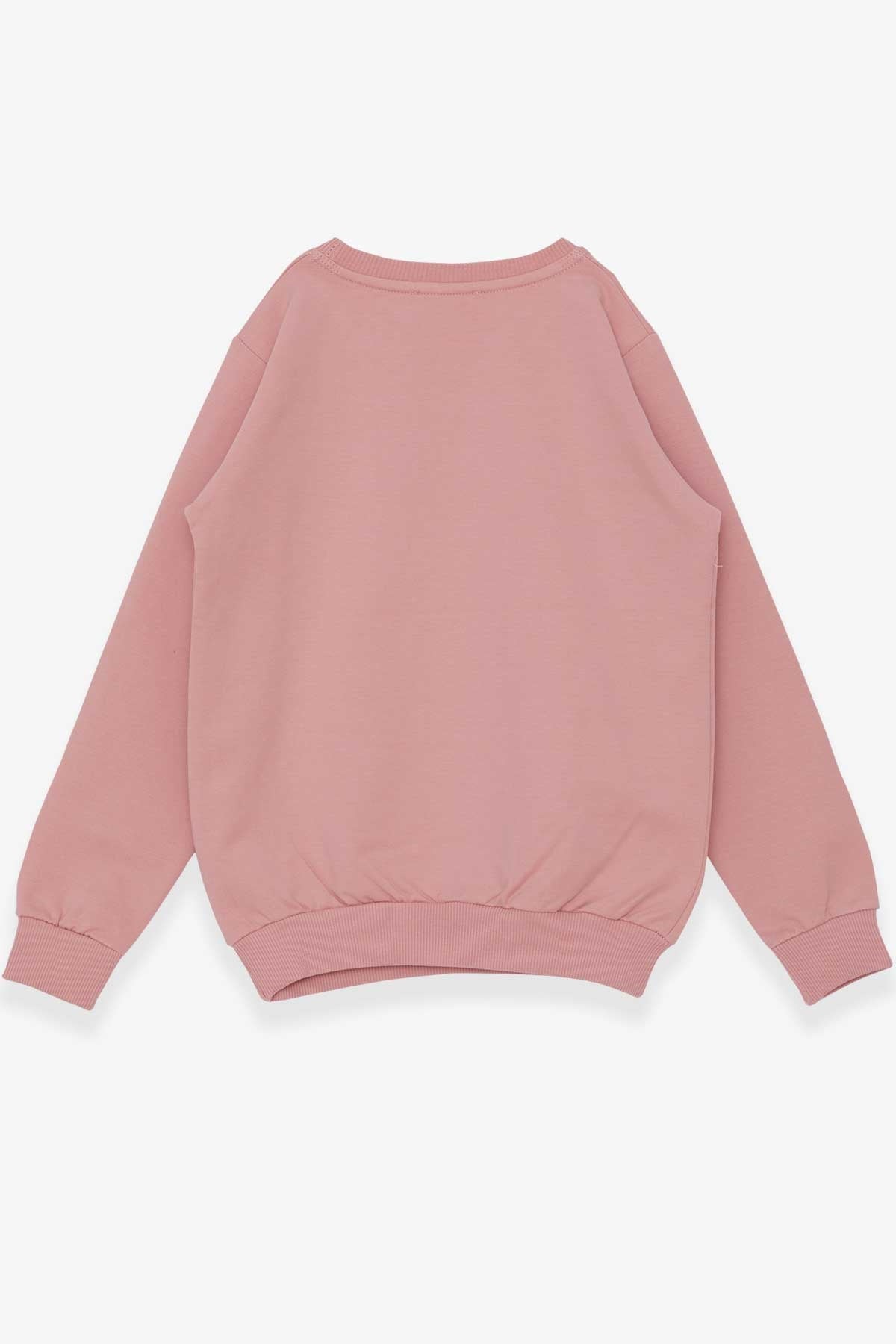Breeze Kız Çocuk Sweatshirt Gözlüklü Pullu Kız Baskılı Gülkurusu (6-12 Yaş)