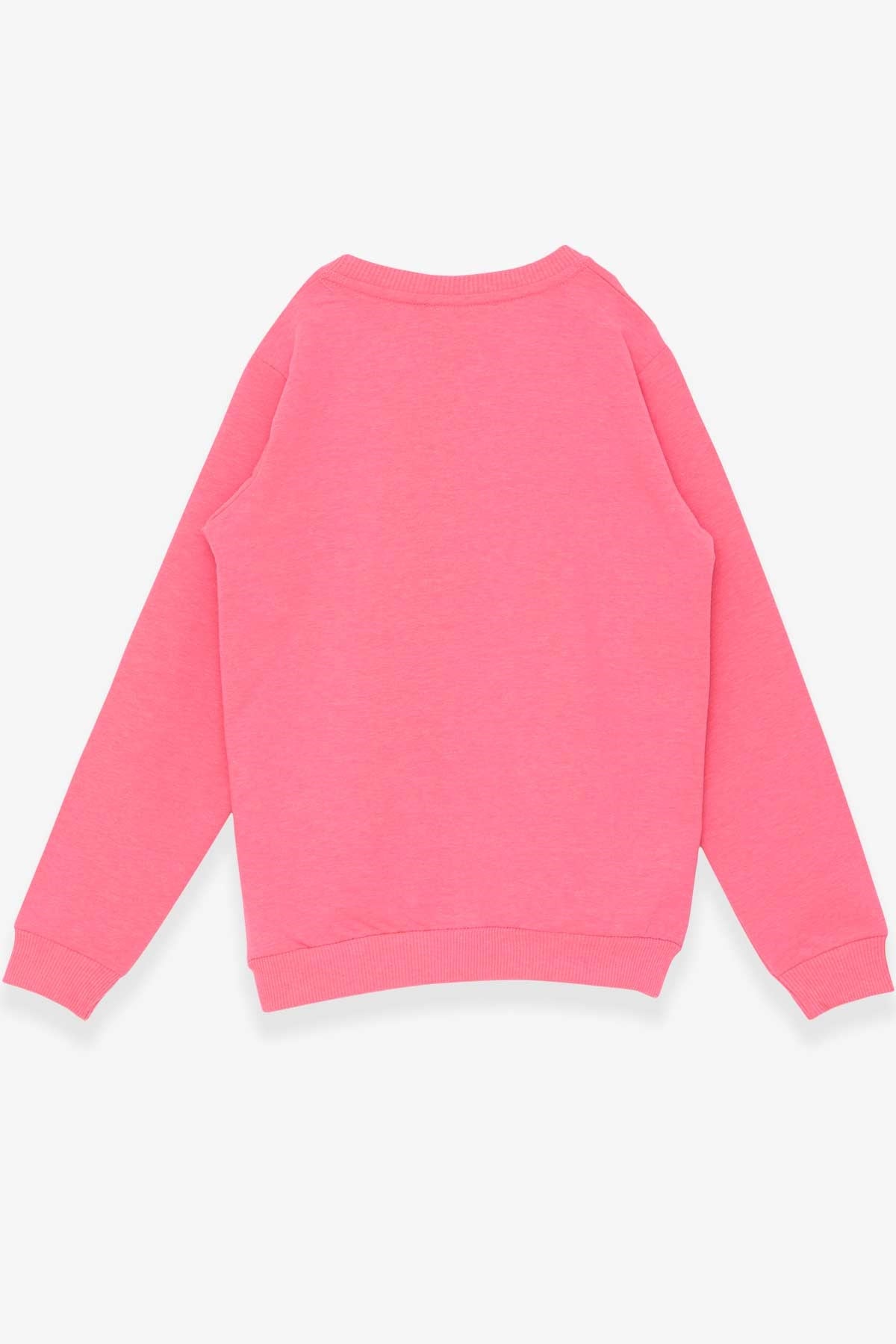 Breeze Kız Çocuk Sweatshirt Gözlüklü Pullu Kız Baskılı Neon Pembe (6-12 Yaş)