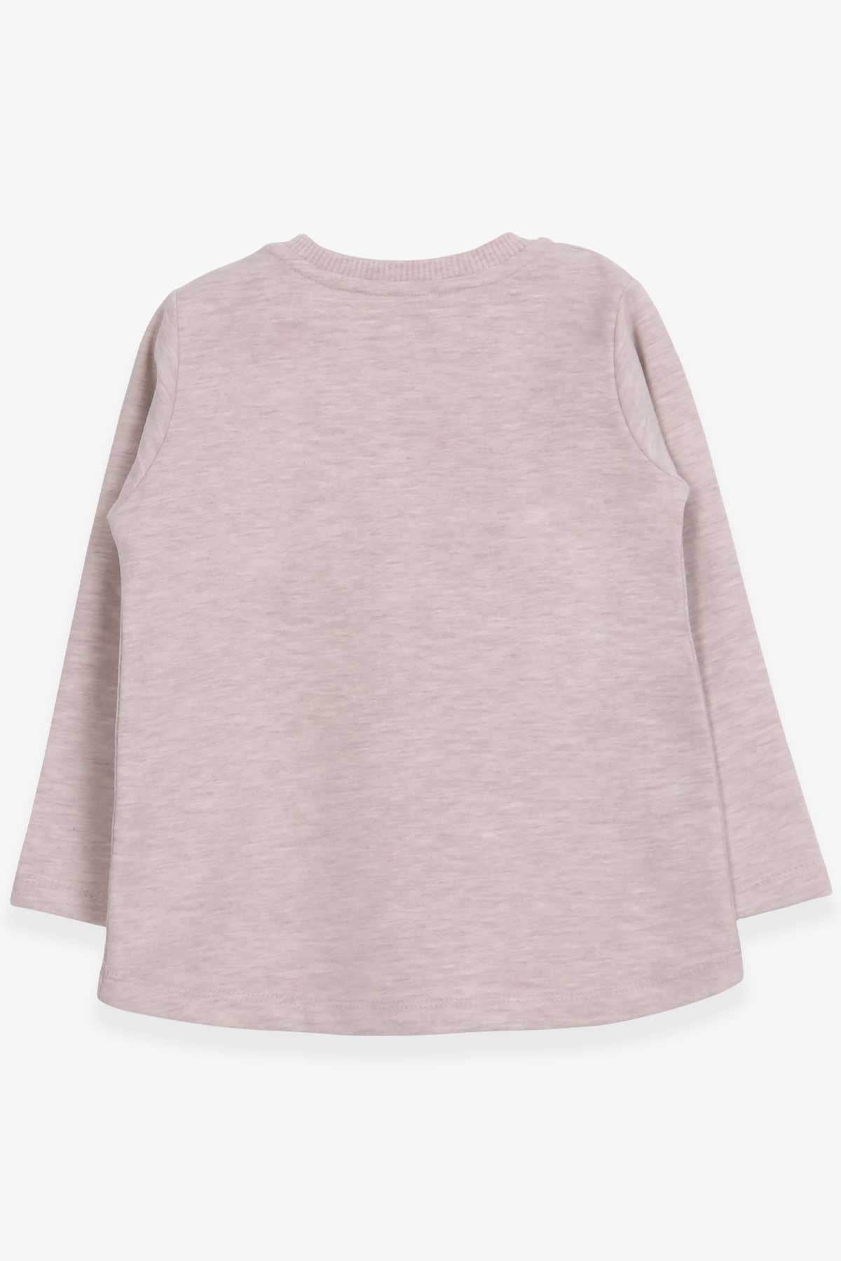 Breeze Kız Çocuk Sweatshirt Gözlüklü Unicorn Baskılı Bej Melanj (1-3 Yaş)