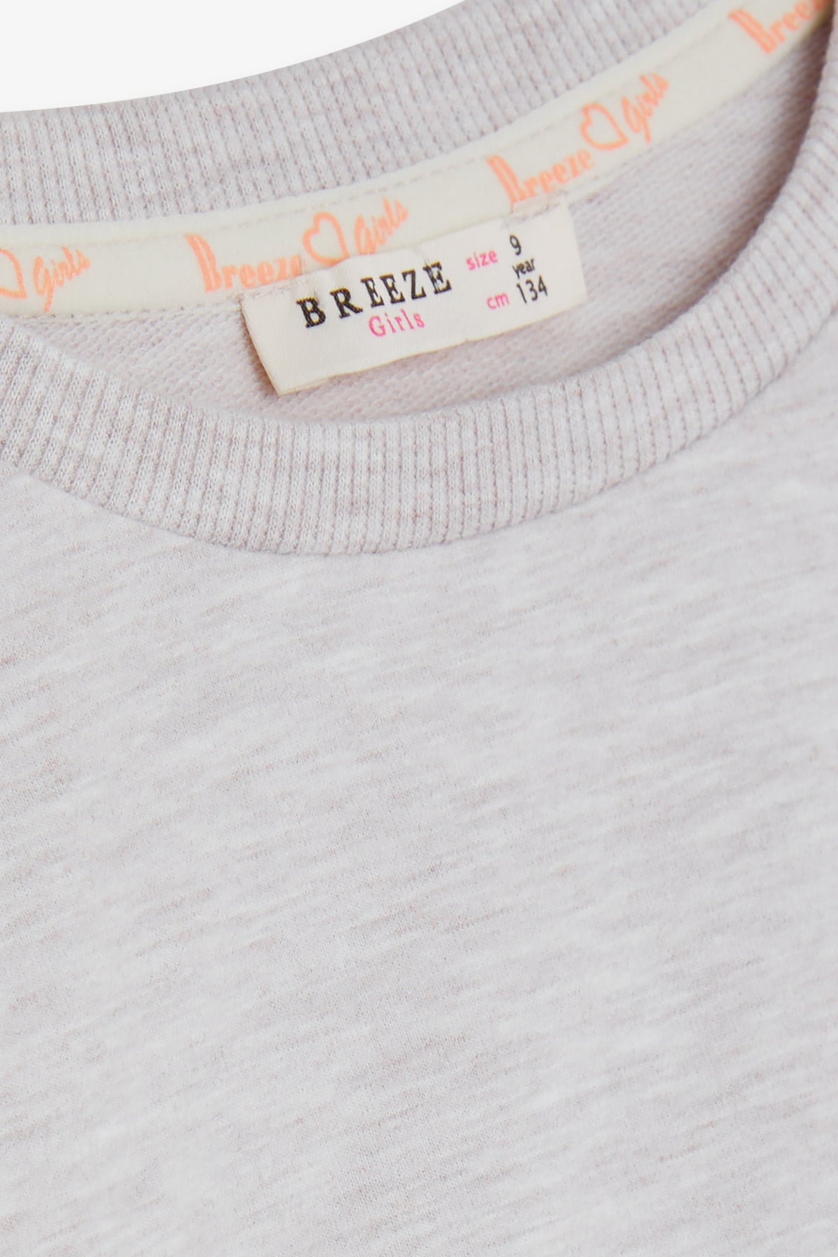 Breeze Kız Çocuk Sweatshirt Güpürlü Bej Melanj (6-12 Yaş)
