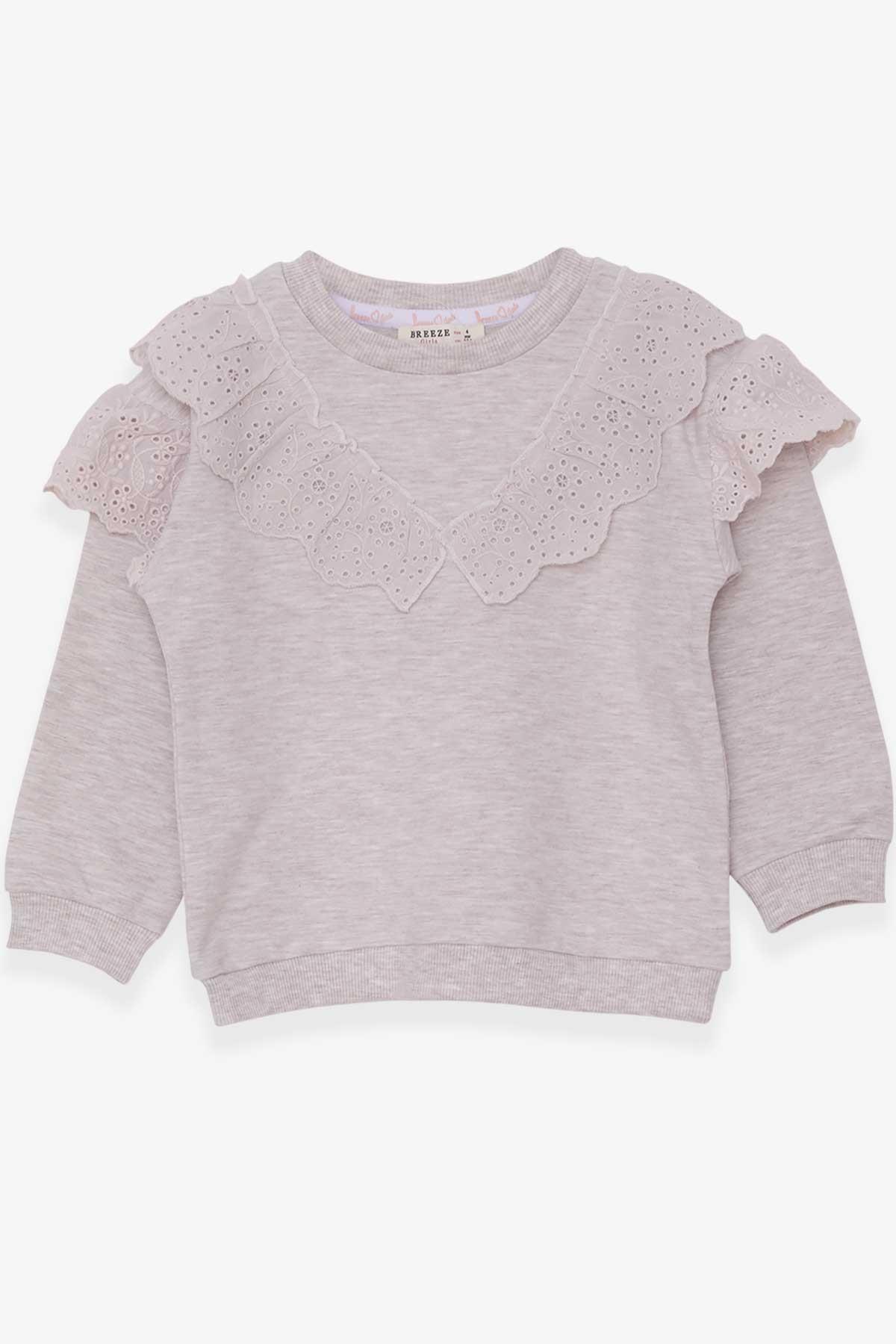Breeze Kız Çocuk Sweatshirt Güpürlü Bej Melanj (4-8 Yaş)