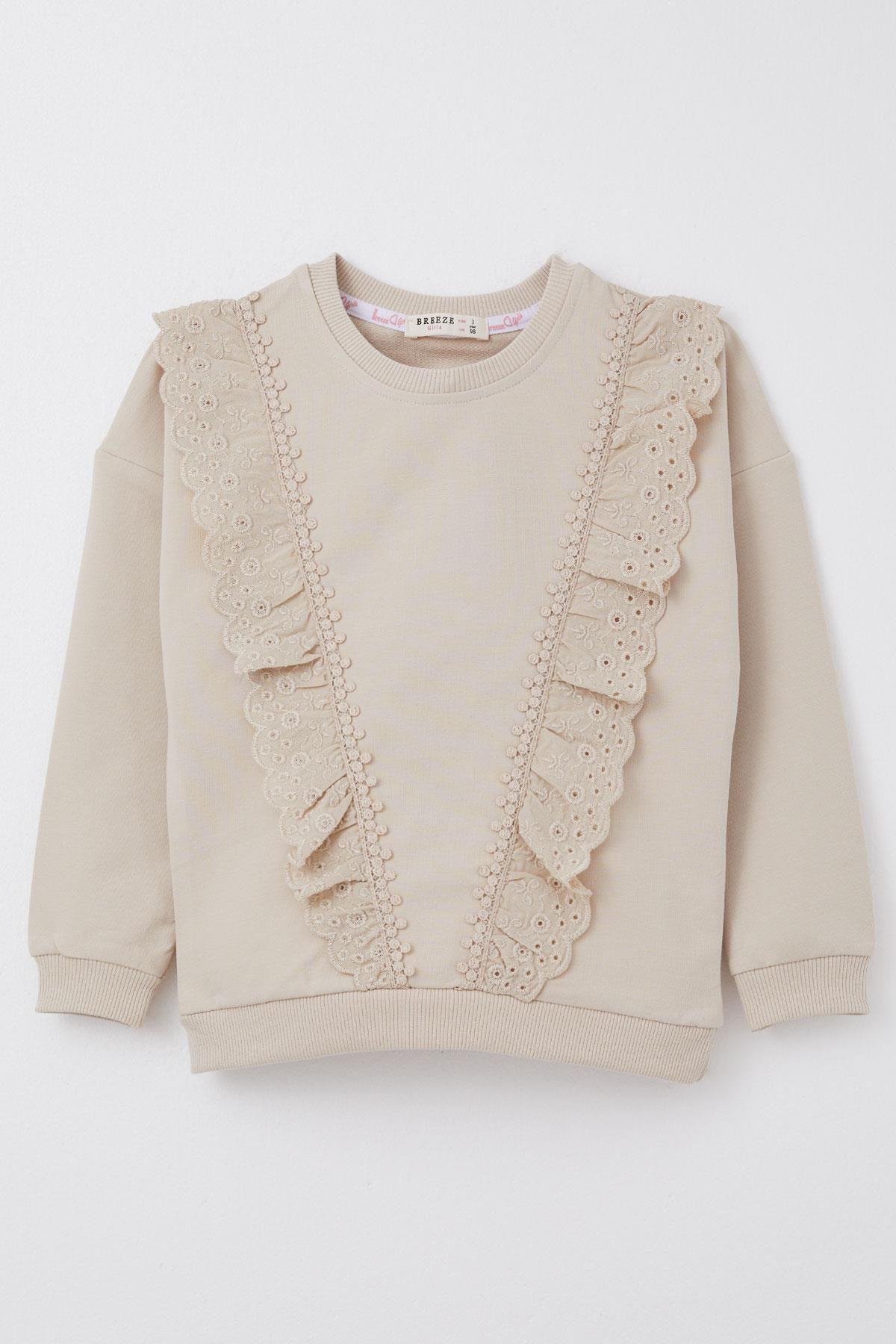 Breeze Kız Çocuk Sweatshirt Güpürlü Bej (1.5-2 Yaş)