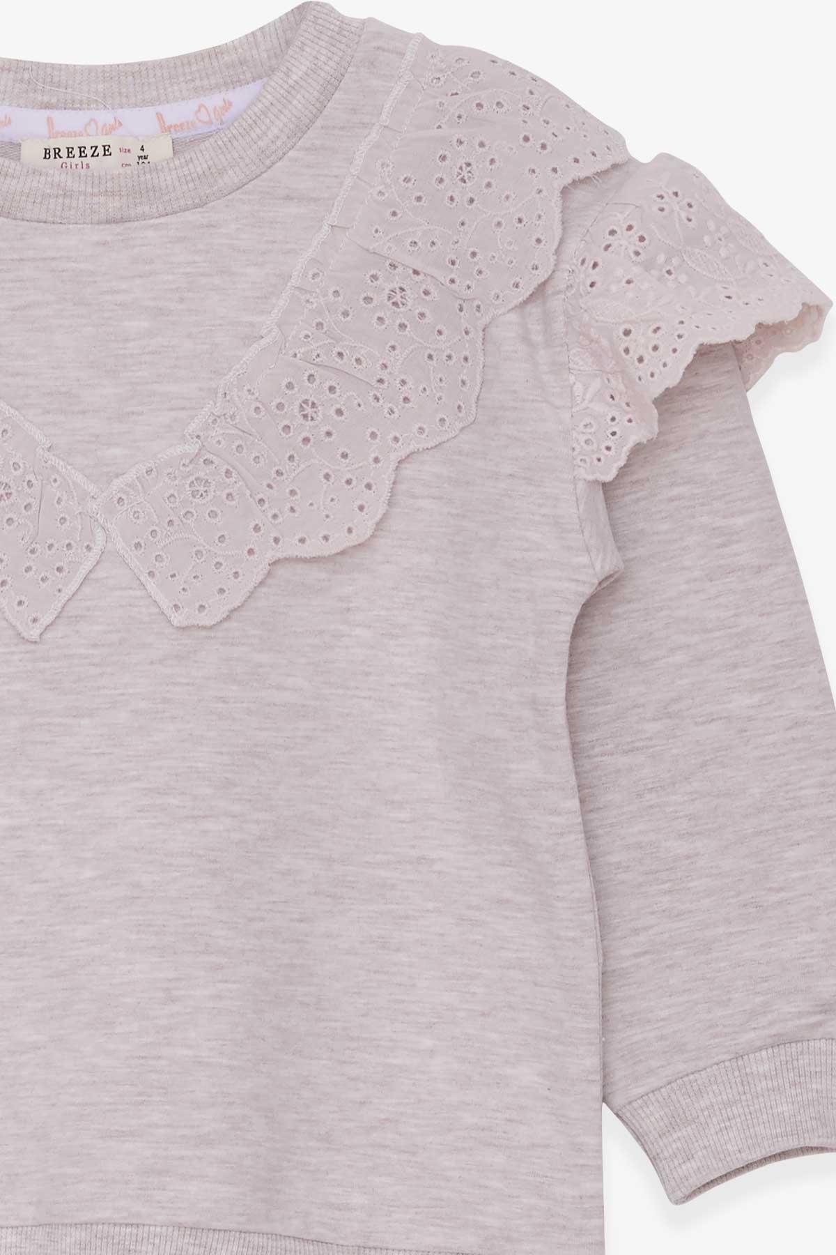 Breeze Kız Çocuk Sweatshirt Güpürlü Bej Melanj (4-8 Yaş)