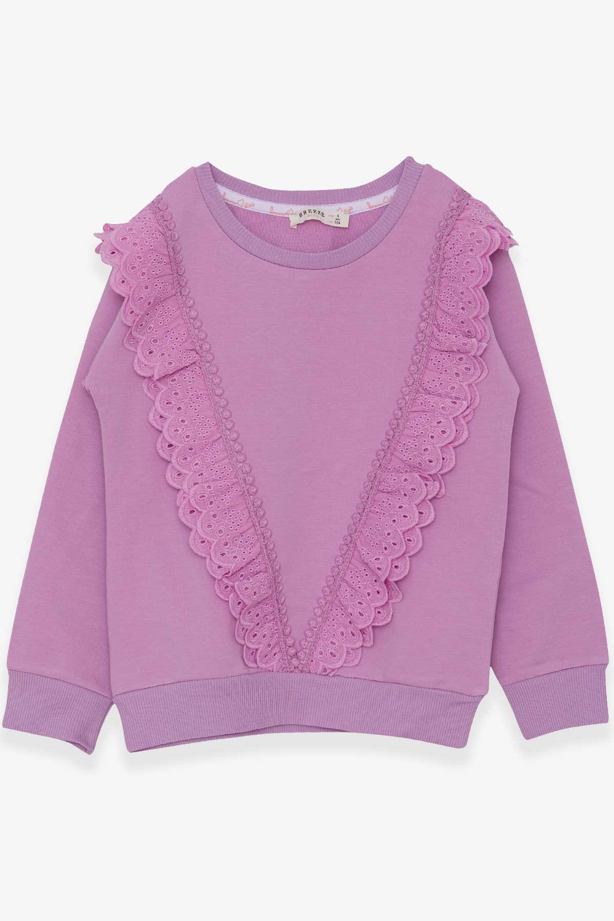 Breeze Kız Çocuk Sweatshirt Güpürlü Eflatun (4-9 Yaş)