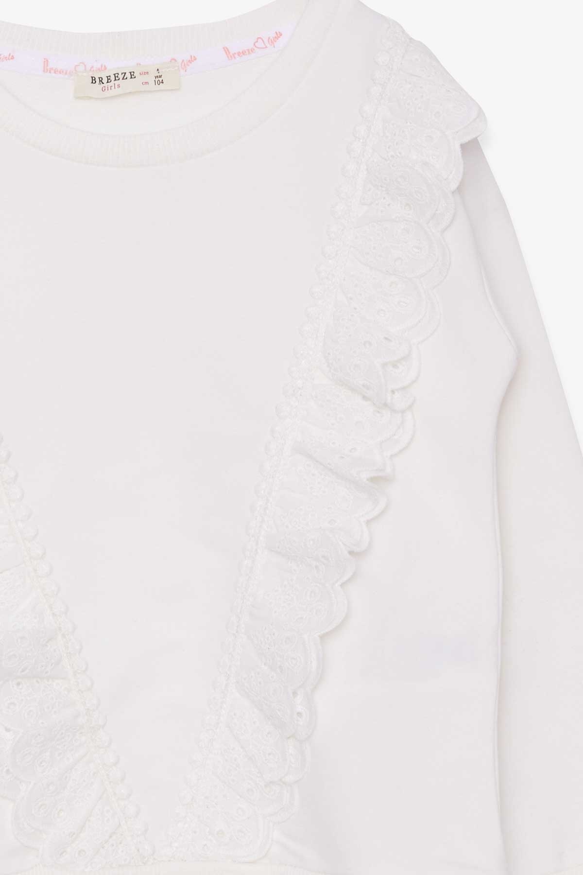 Breeze Kız Çocuk Sweatshirt Güpürlü Ekru (4-9 Yaş)