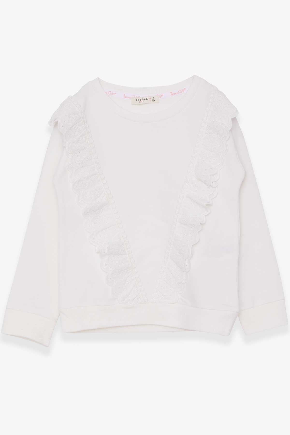 Breeze Kız Çocuk Sweatshirt Güpürlü Ekru (4-9 Yaş)