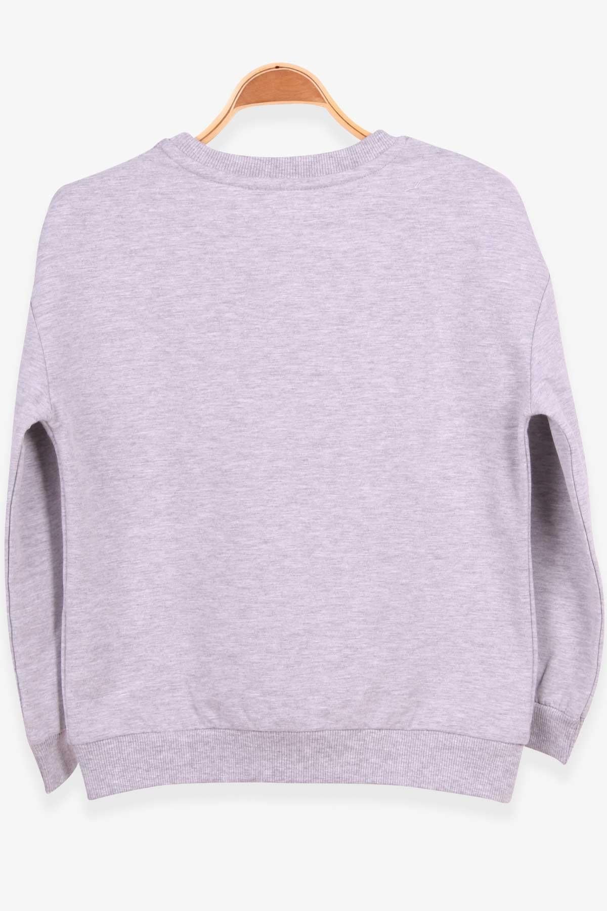 Breeze Kız Çocuk Sweatshirt Güpürlü Gri Melanj (6-12 Yaş)