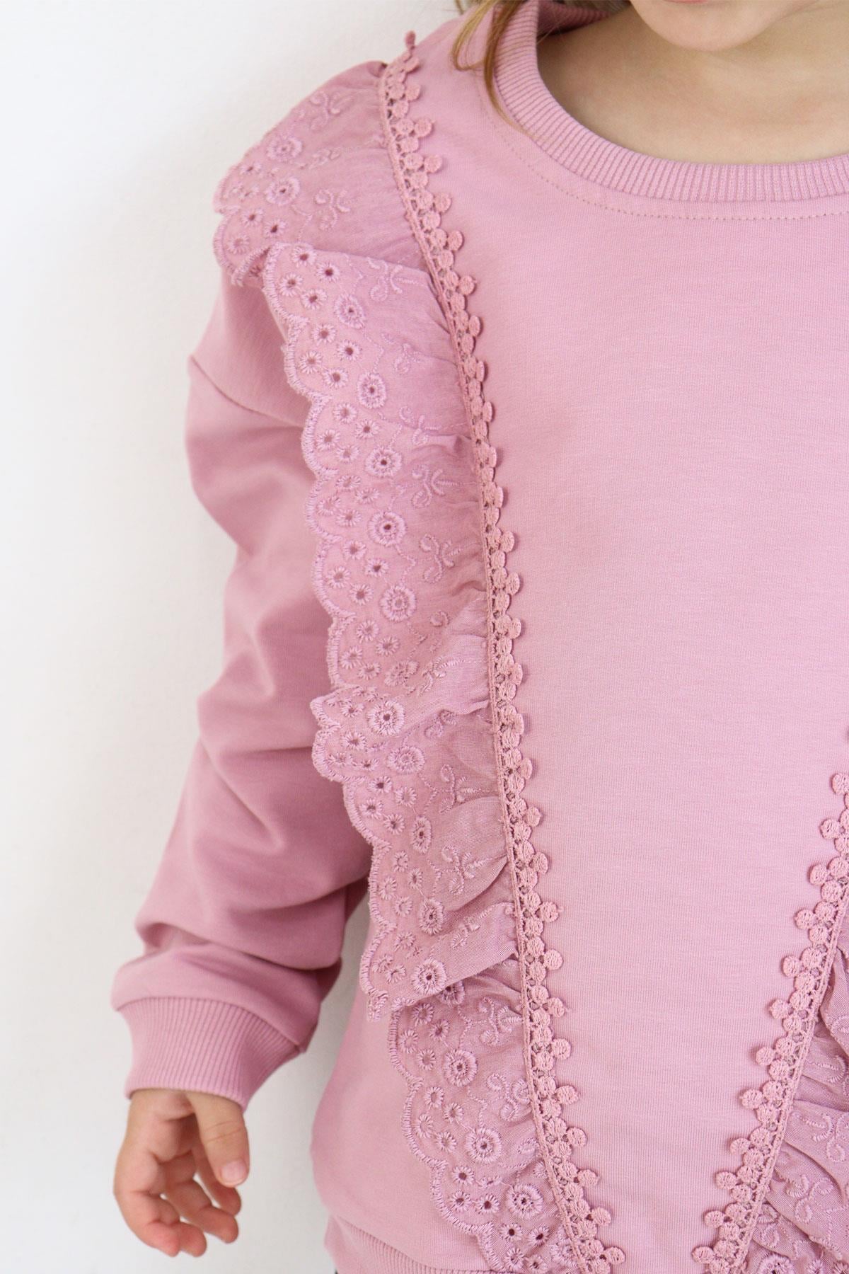 Breeze Kız Çocuk Sweatshirt Güpürlü Gülkurusu (1.5-5 Yaş)