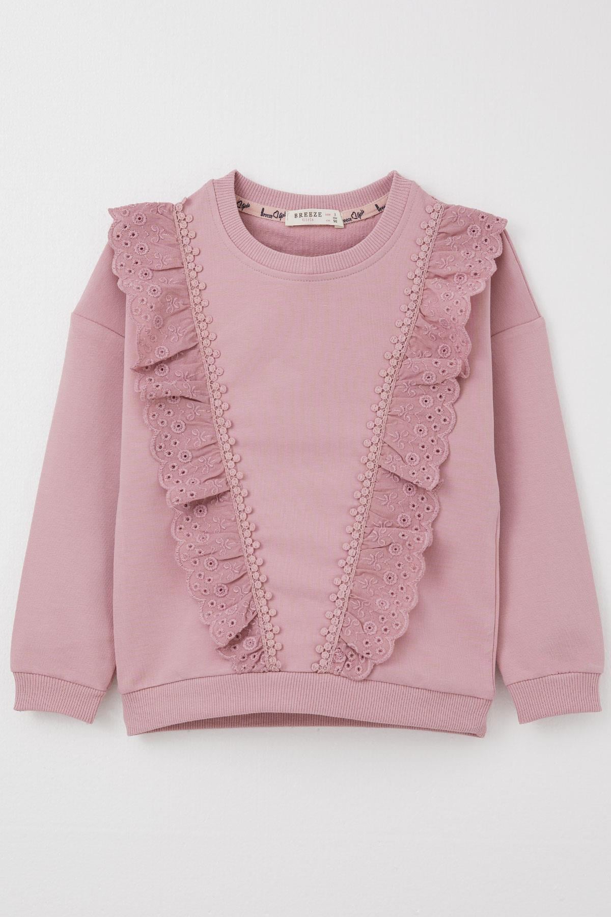 Breeze Kız Çocuk Sweatshirt Güpürlü Gülkurusu (1.5-5 Yaş)