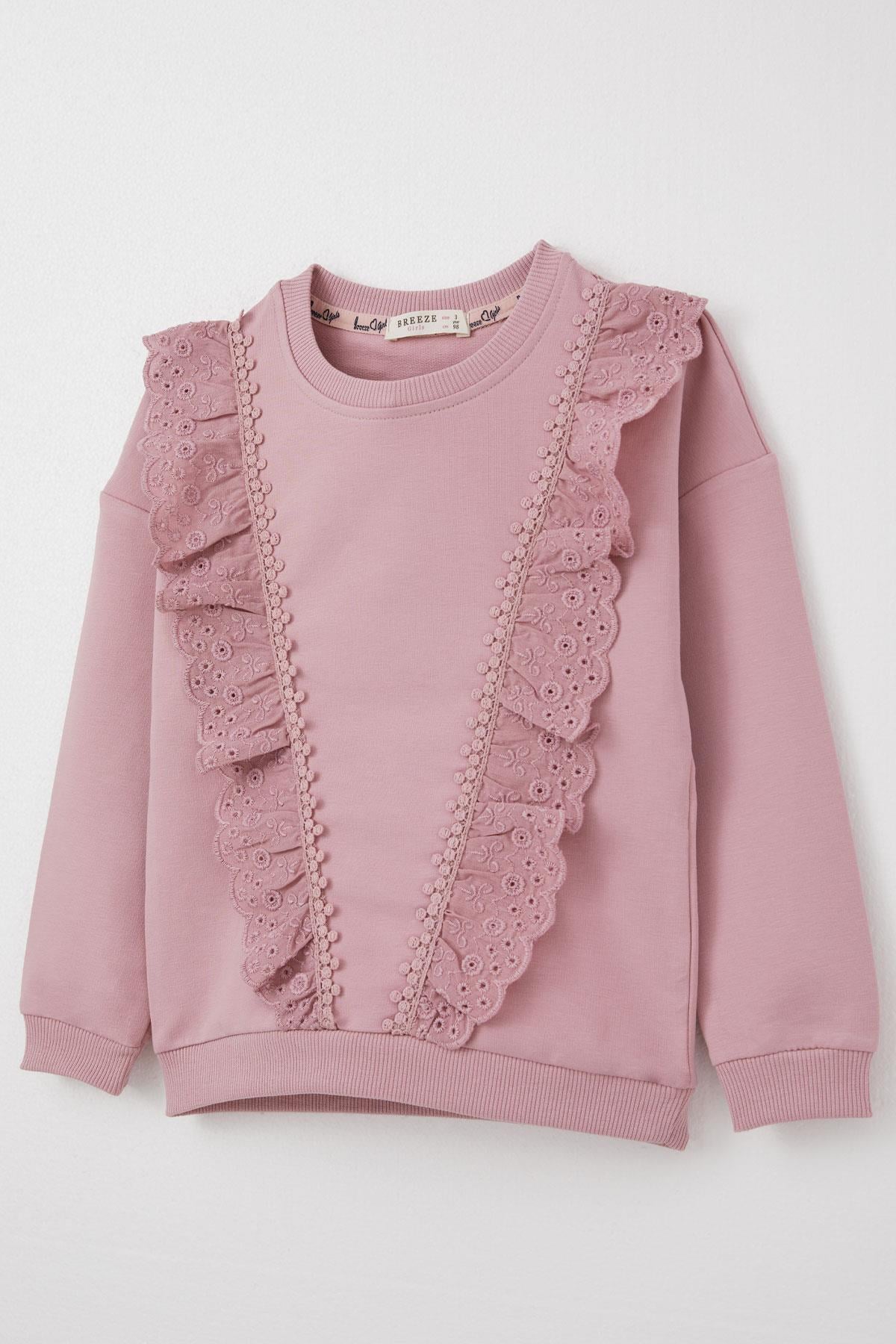 Breeze Kız Çocuk Sweatshirt Güpürlü Gülkurusu (1.5-5 Yaş)