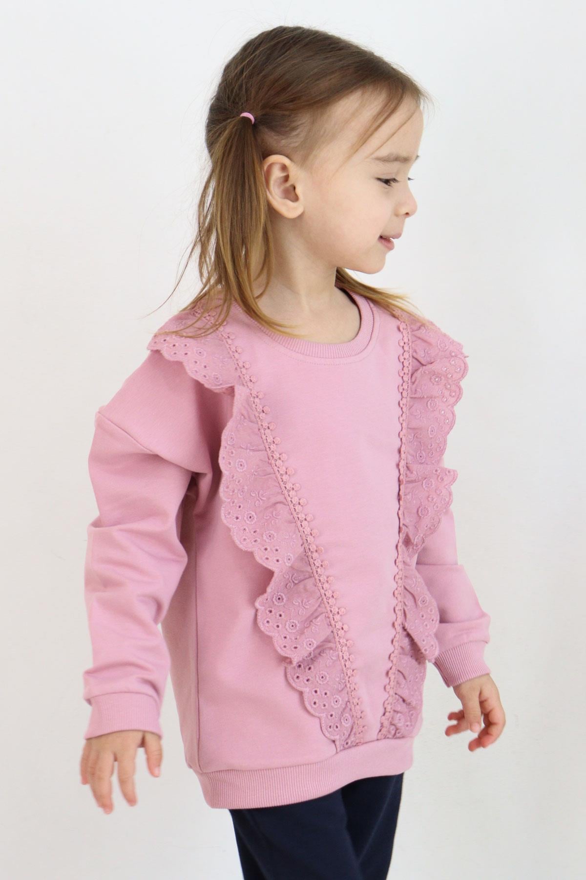 Breeze Kız Çocuk Sweatshirt Güpürlü Gülkurusu (1.5-5 Yaş)