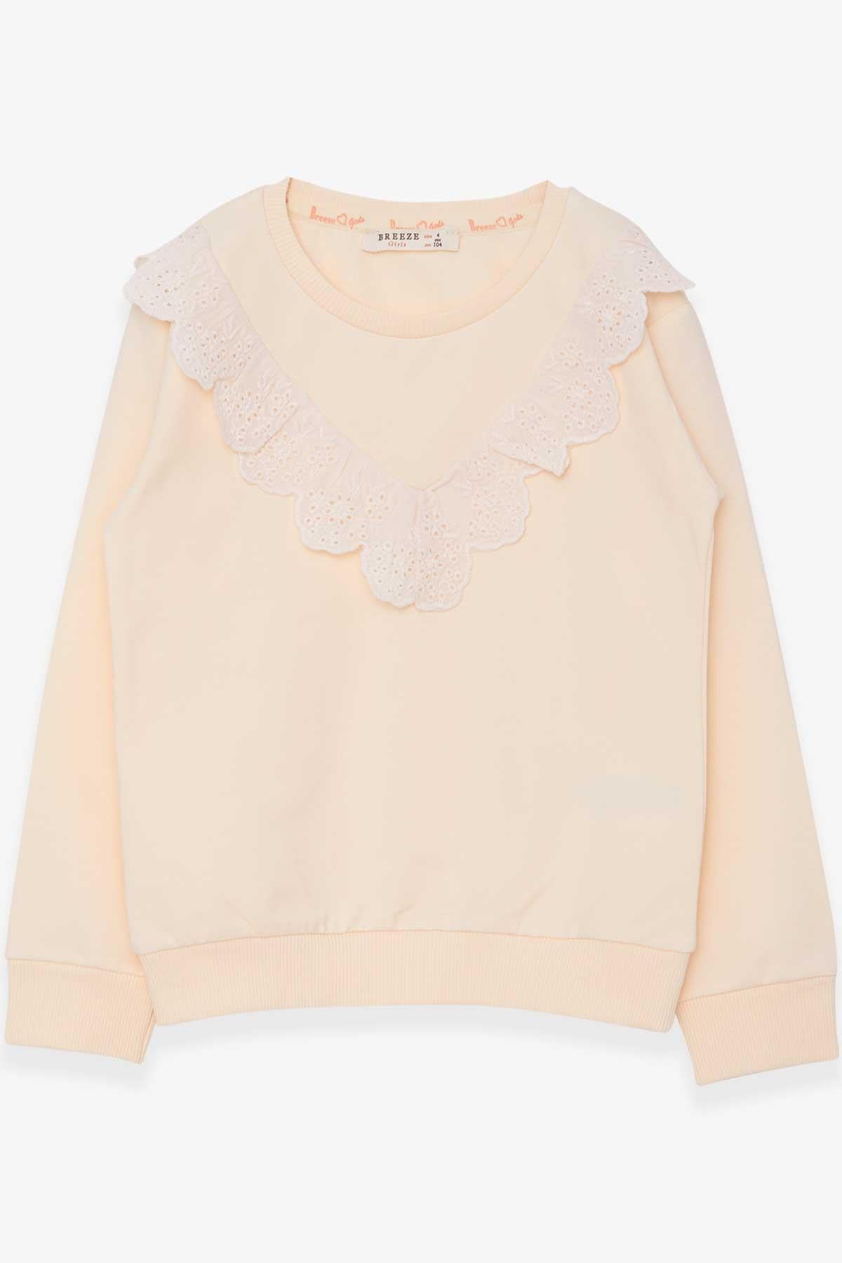 Breeze Kız Çocuk Sweatshirt Güpürlü Krem (4-8 Yaş)
