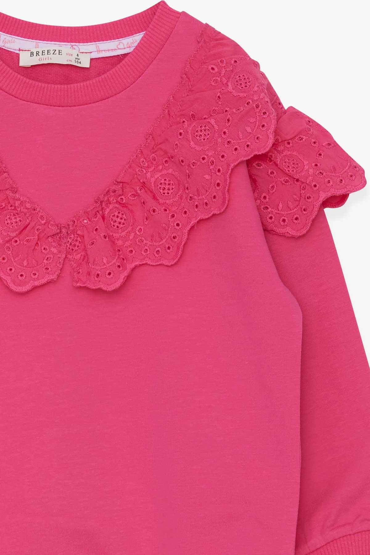 Breeze Kız Çocuk Sweatshirt Güpürlü Pembe (4-8 Yaş)