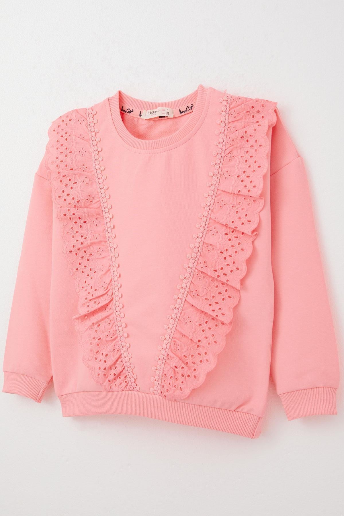 Breeze Kız Çocuk Sweatshirt Güpürlü Pembe (1.5-5 Yaş)