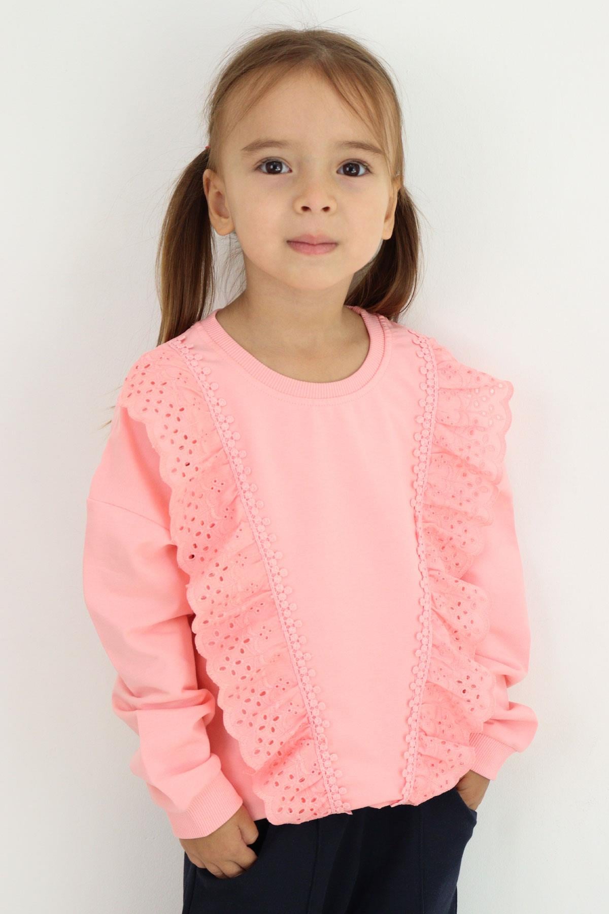 Breeze Kız Çocuk Sweatshirt Güpürlü Pembe (1.5-5 Yaş)