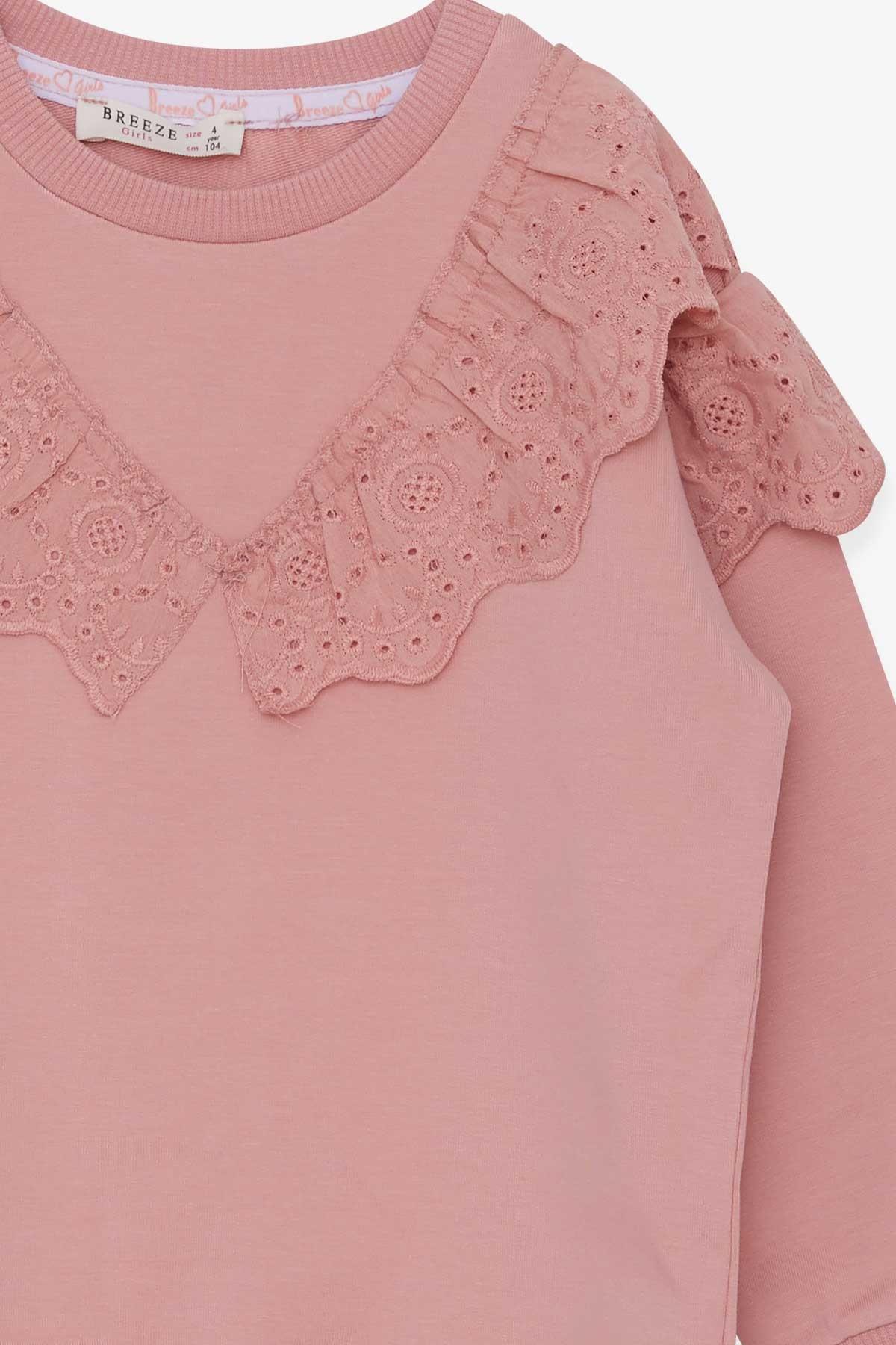 Breeze Kız Çocuk Sweatshirt Güpürlü Pudra (4-8 Yaş)
