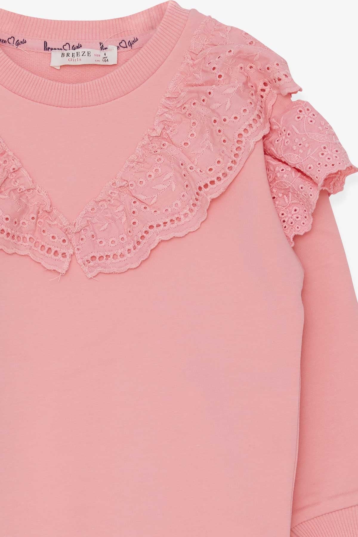 Breeze Kız Çocuk Sweatshirt Güpürlü Somon (4-8 Yaş)