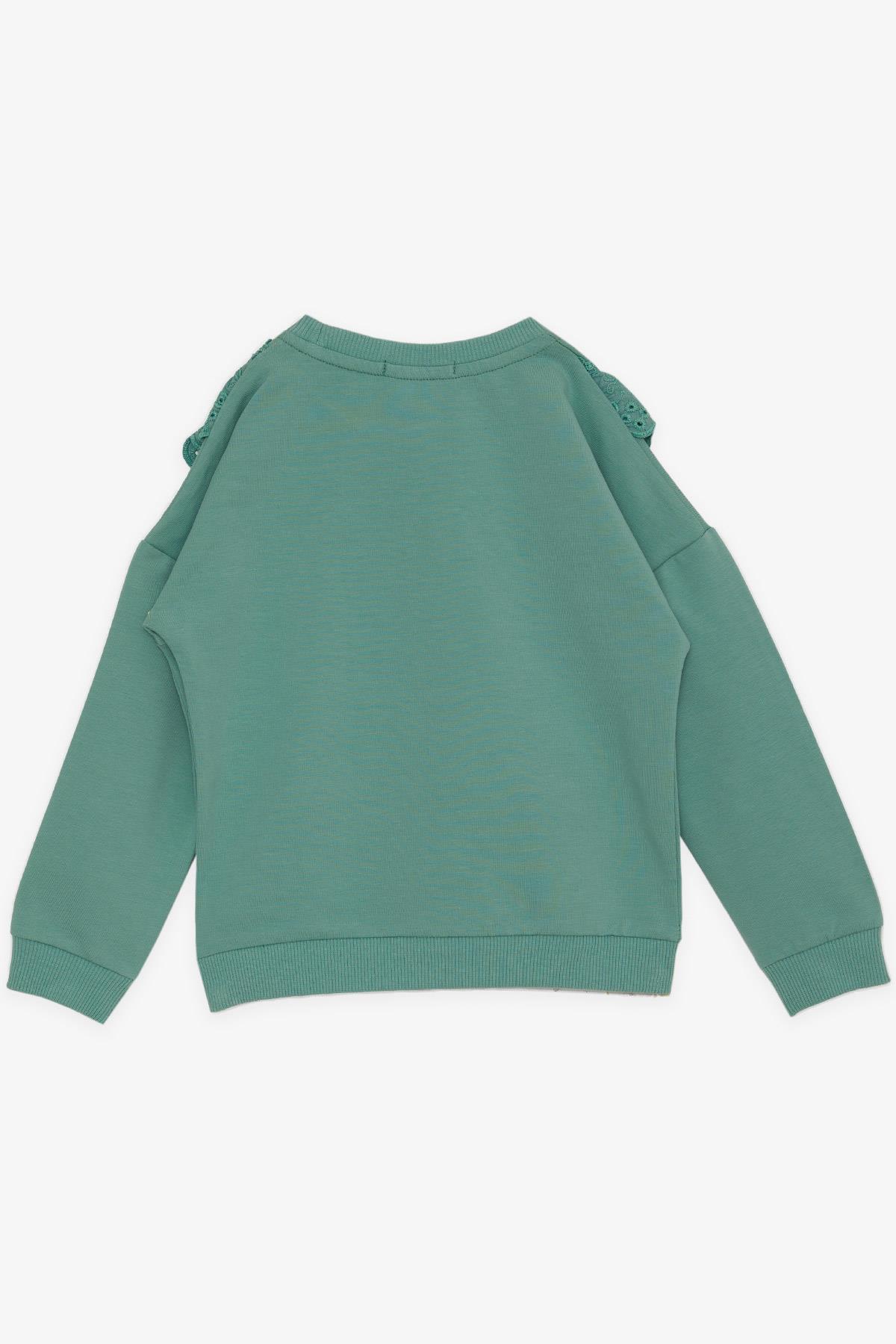 Breeze Kız Çocuk Sweatshirt Güpürlü Yeşil (1.5-5 Yaş)