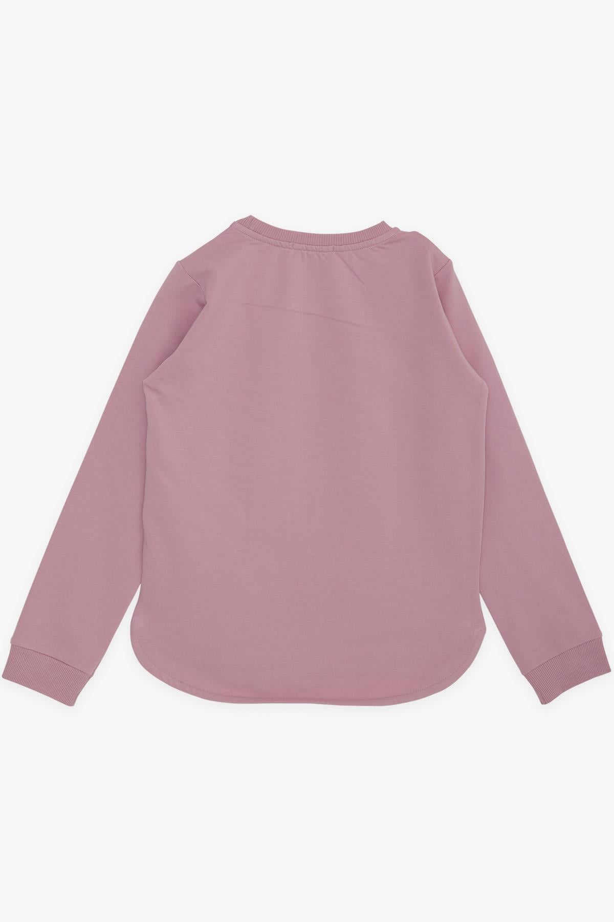 Breeze Kız Çocuk Sweatshirt Harika Kız Yazı Baskılı Çiçekli Gülkurusu (9-14 Yaş)