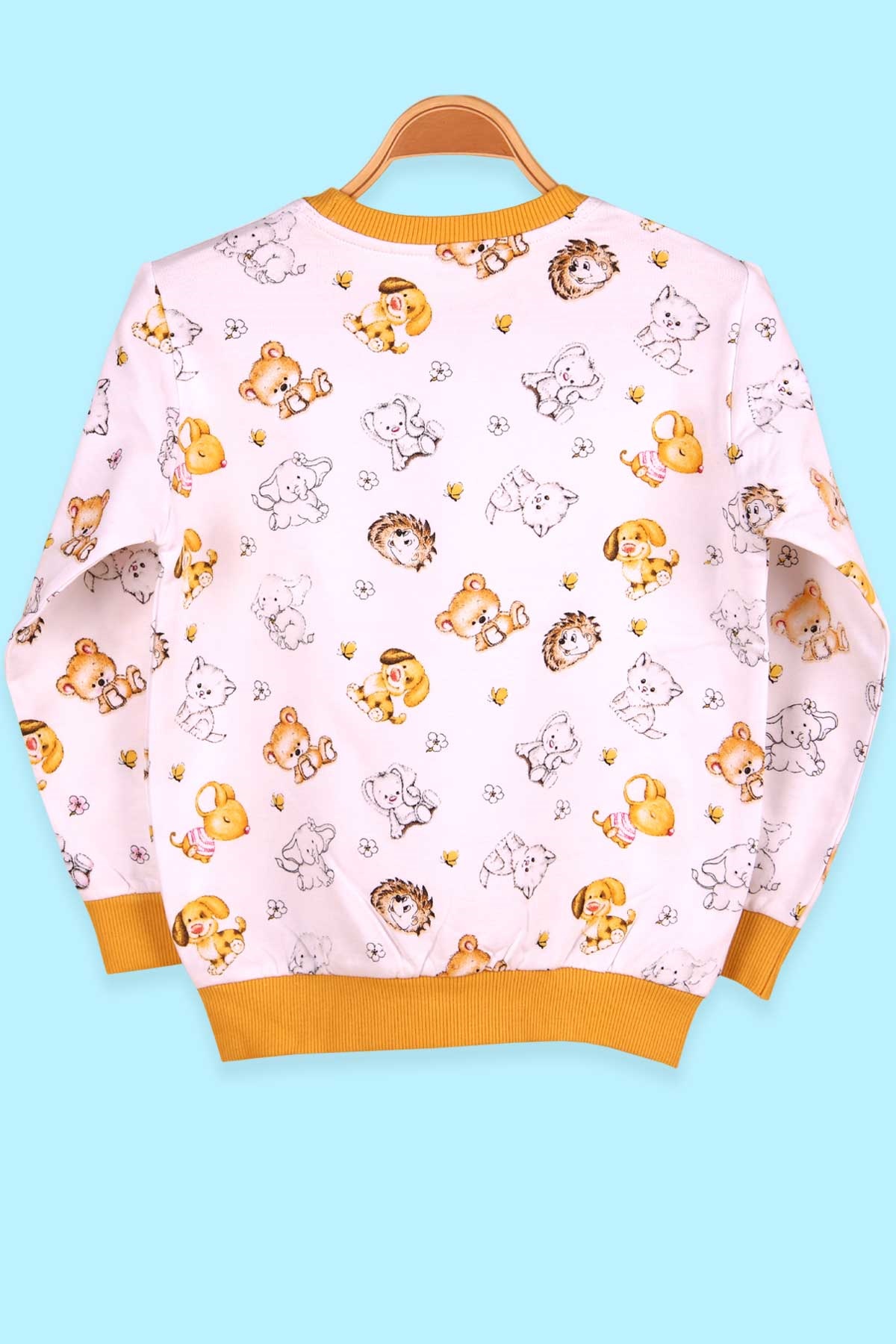 Breeze Kız Çocuk Sweatshirt Hayvan Desenli Beyaz (5-9 Yaş)