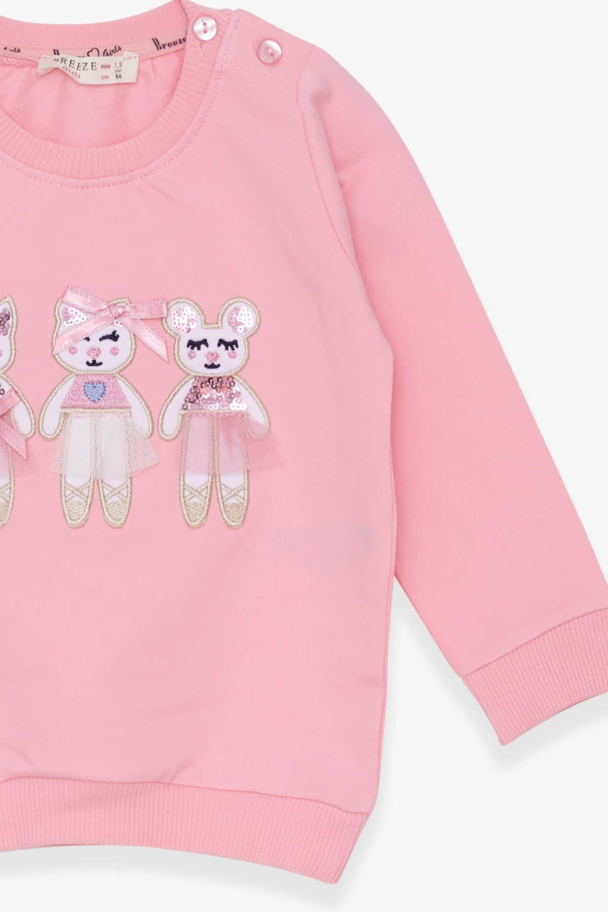Breeze Kız Çocuk Sweatshirt Hayvancık Baskılı Pudra (1.5-5 Yaş)