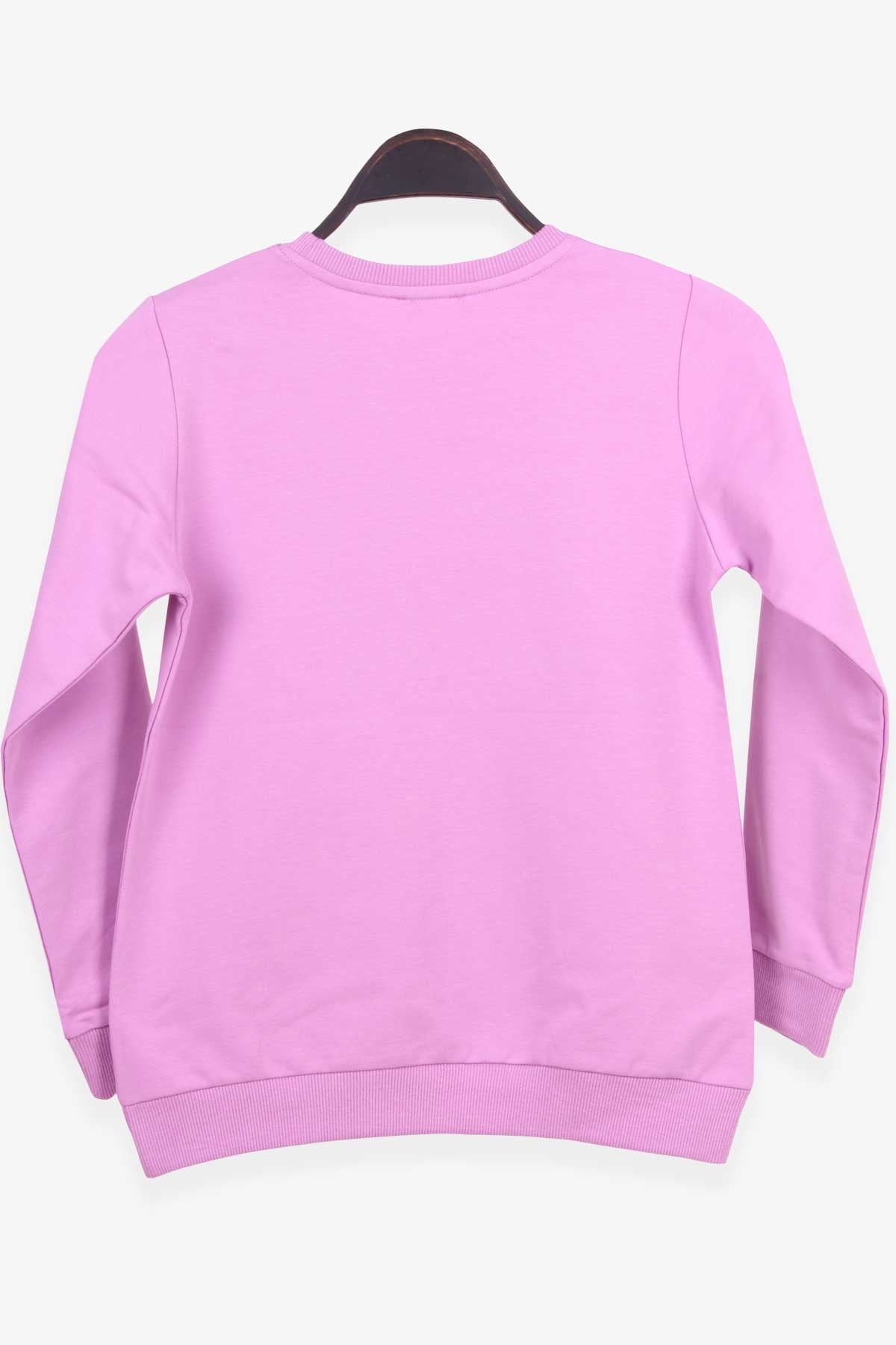 Breeze Kız Çocuk Sweatshirt İncili Baskılı Eflatun (10-16 Yaş)