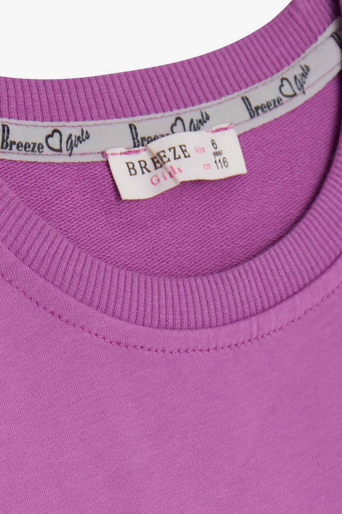 Breeze Kız Çocuk Sweatshirt İncili Taşlı Beli Bağcıklı Mor (6-12 Yaş)