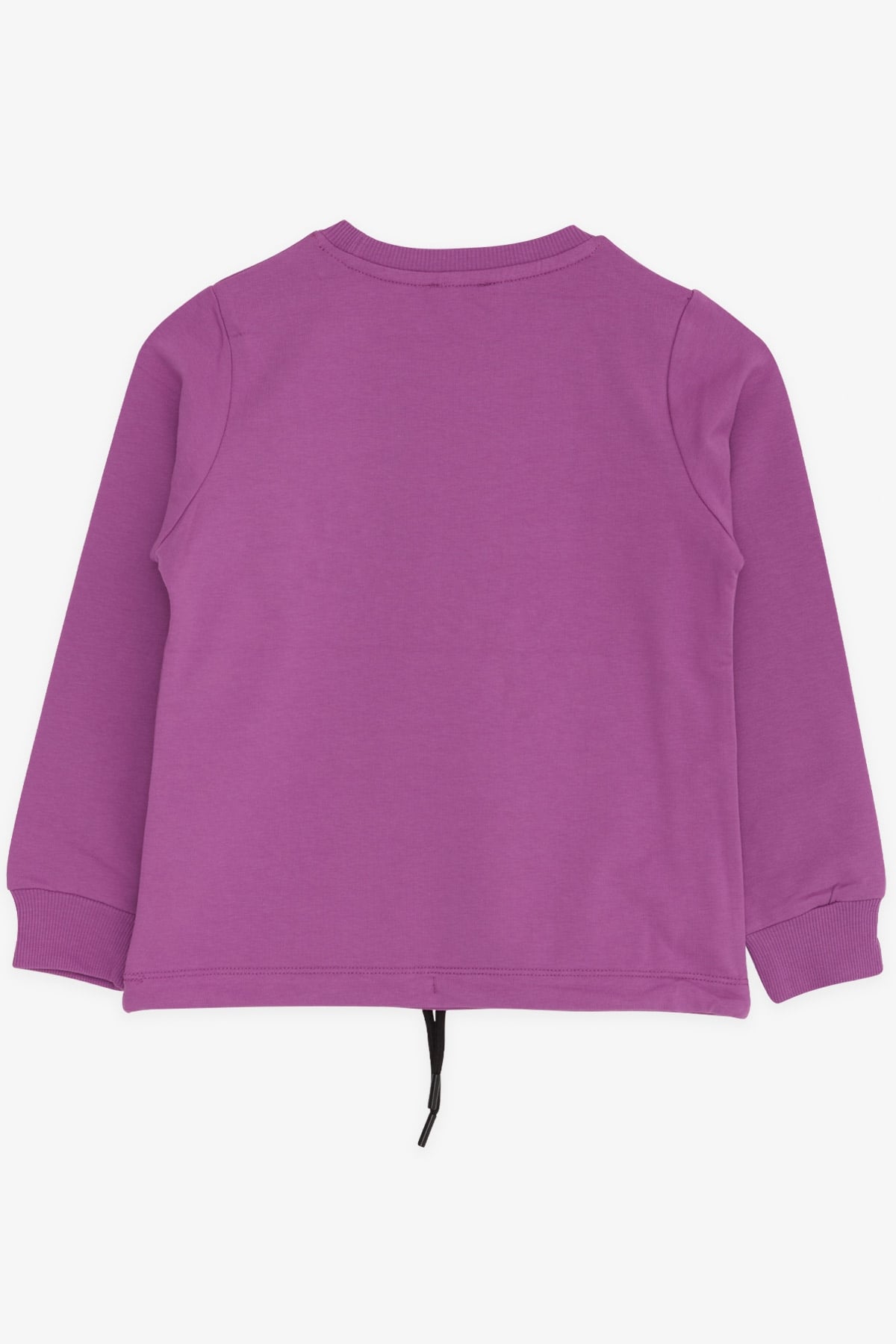 Breeze Kız Çocuk Sweatshirt İncili Taşlı Beli Bağcıklı Mor (6-12 Yaş)