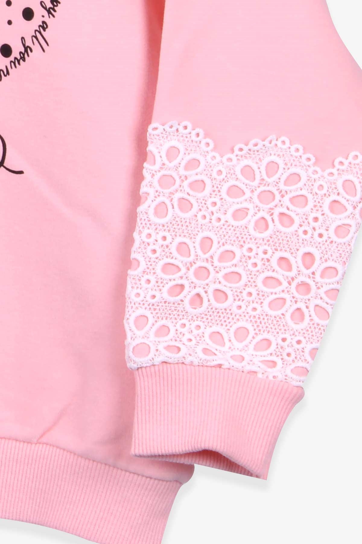 Breeze Kız Çocuk Sweatshirt Kalp Baskılı Pudra (4-9 Yaş)