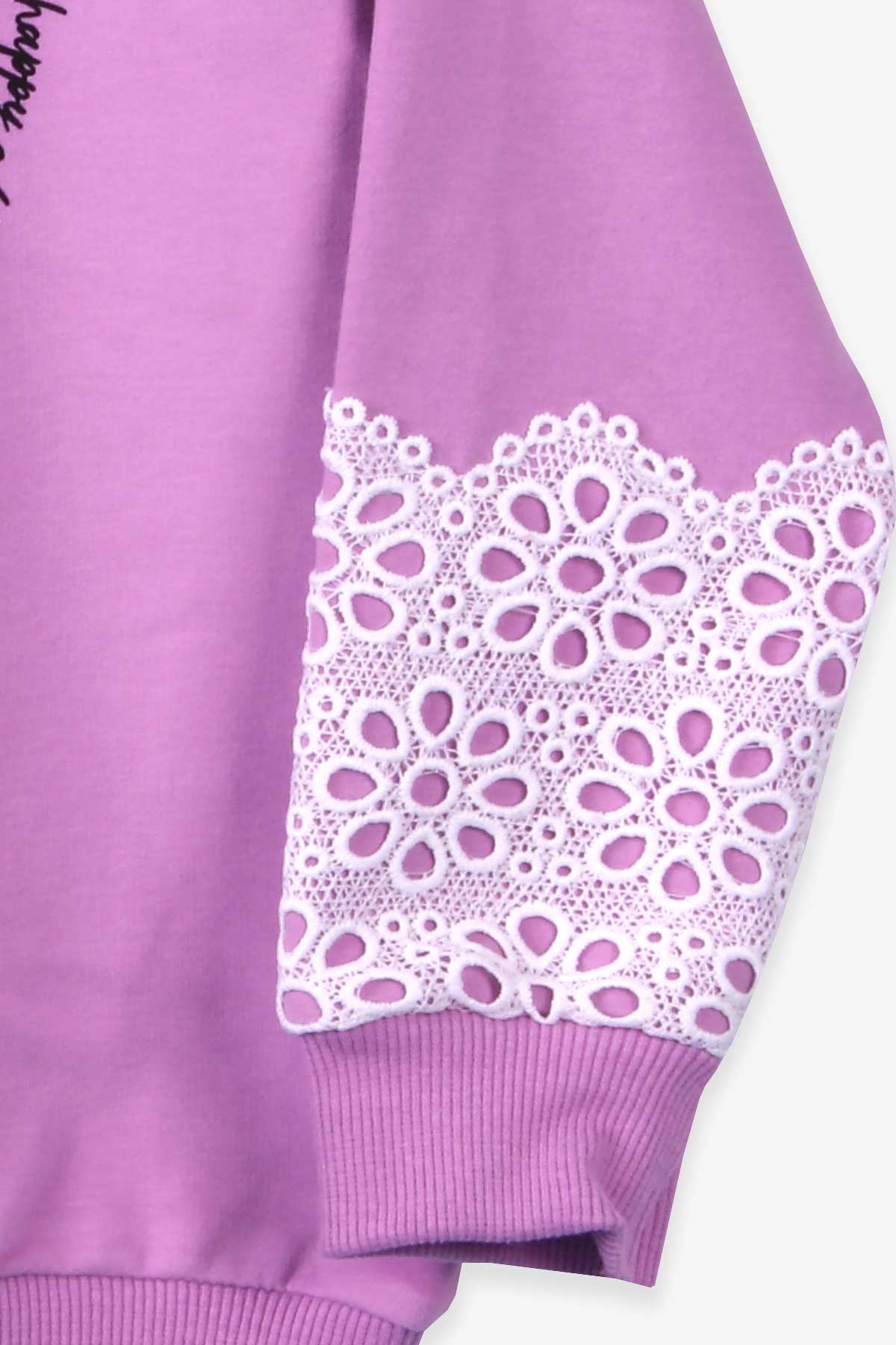 Breeze Kız Çocuk Sweatshirt Kalp Baskılı Eflatun (4-9 Yaş)