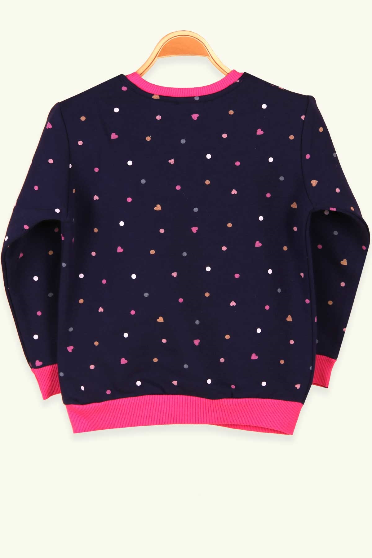 Breeze Kız Çocuk Sweatshirt Kalp Desenli Lacivert (5-9 Yaş)