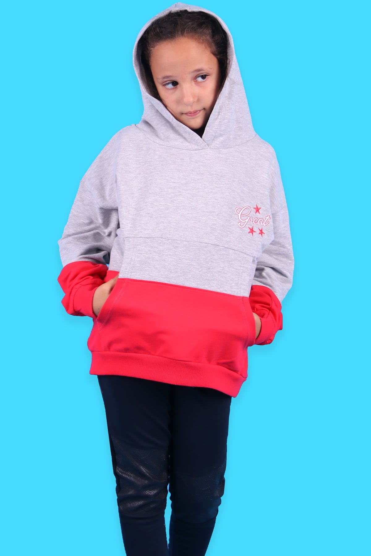 Breeze Kız Çocuk Sweatshirt Kanguru Cepli Narçiçeği (8-14 Yaş)