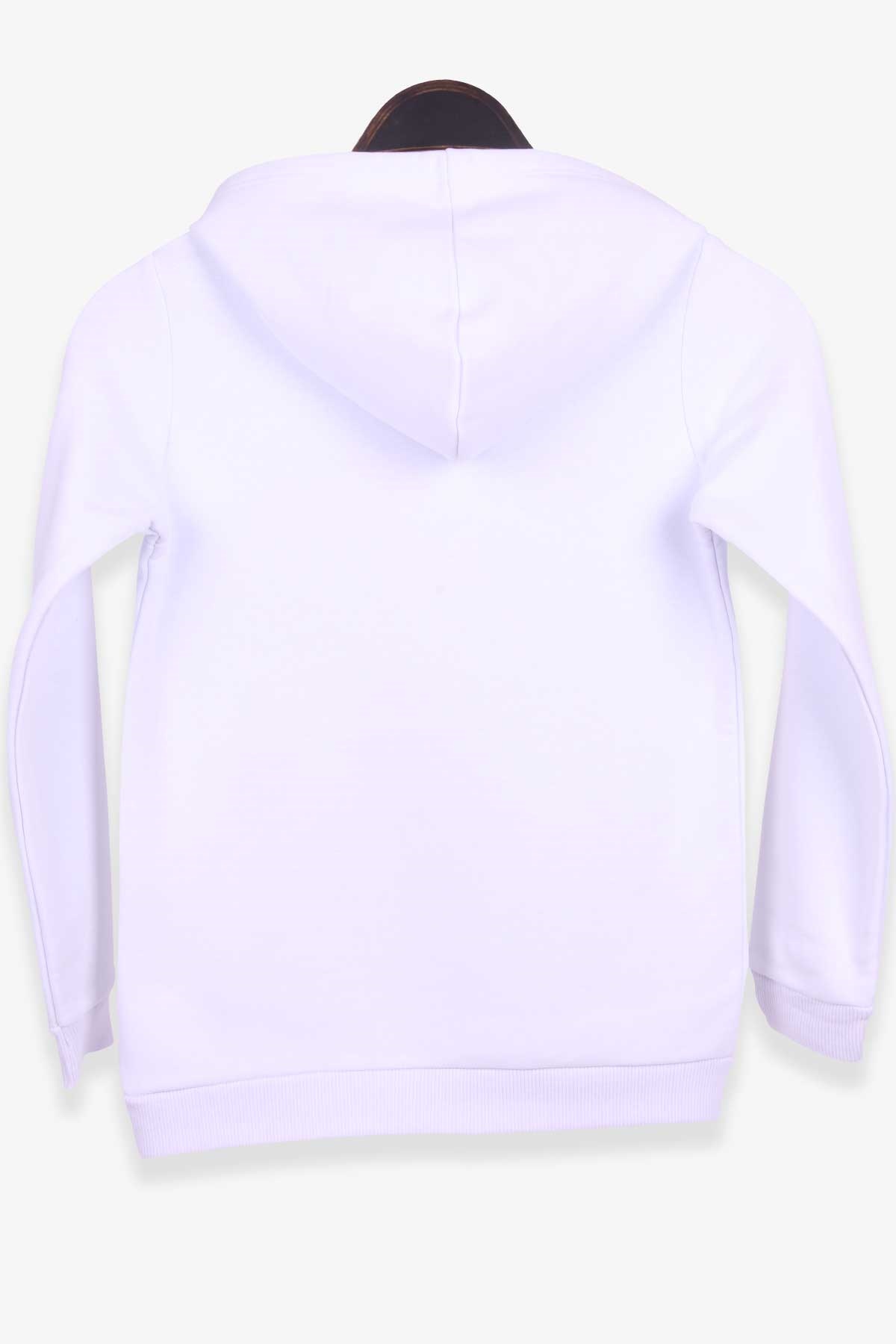 Breeze Kız Çocuk Sweatshirt Kapüşonlu Yazı Baskılı Beyaz (8-14 Yaş)
